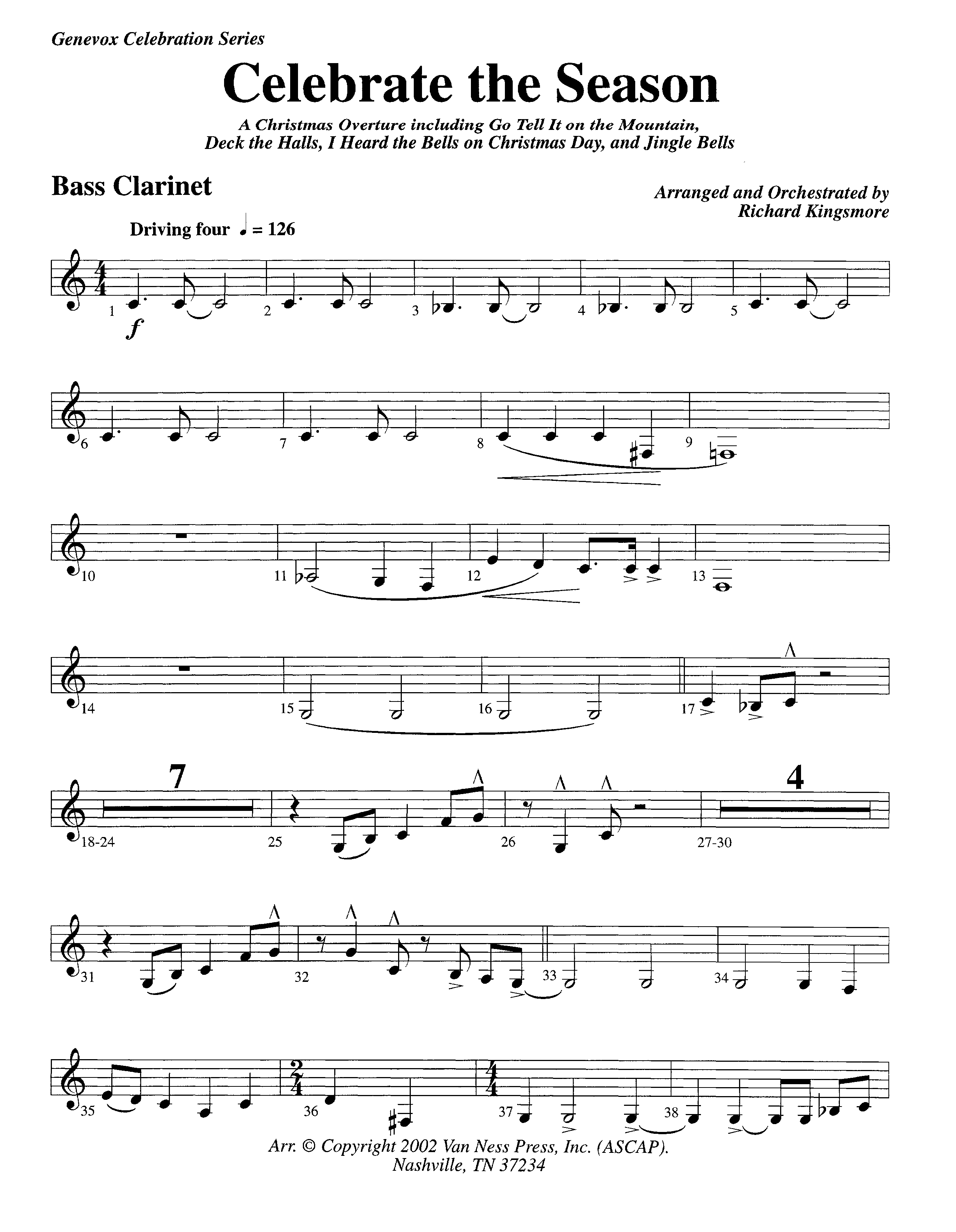 Celebrate The Season (Instrumental) Bass Clarinet (Lifeway Worship / Arr. Richard Kingsmore)