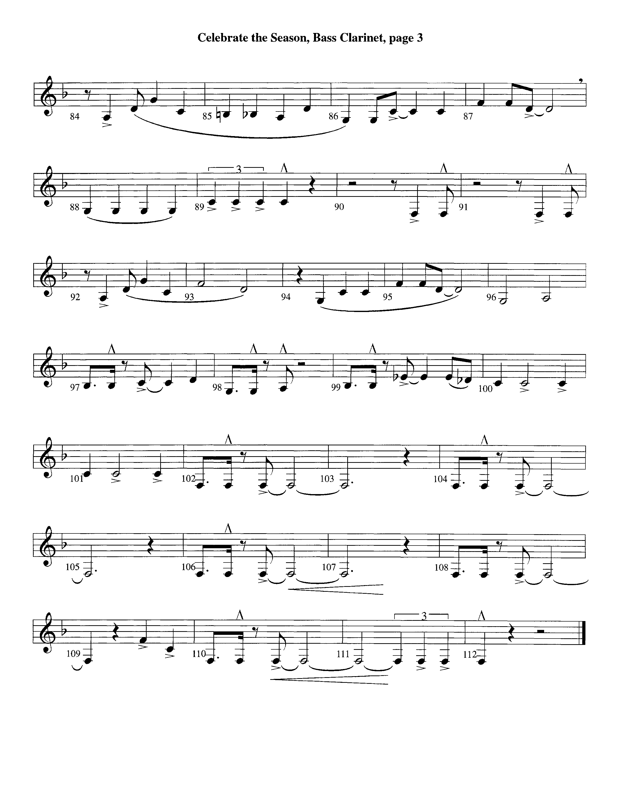 Celebrate The Season (Instrumental) Bass Clarinet (Lifeway Worship / Arr. Richard Kingsmore)