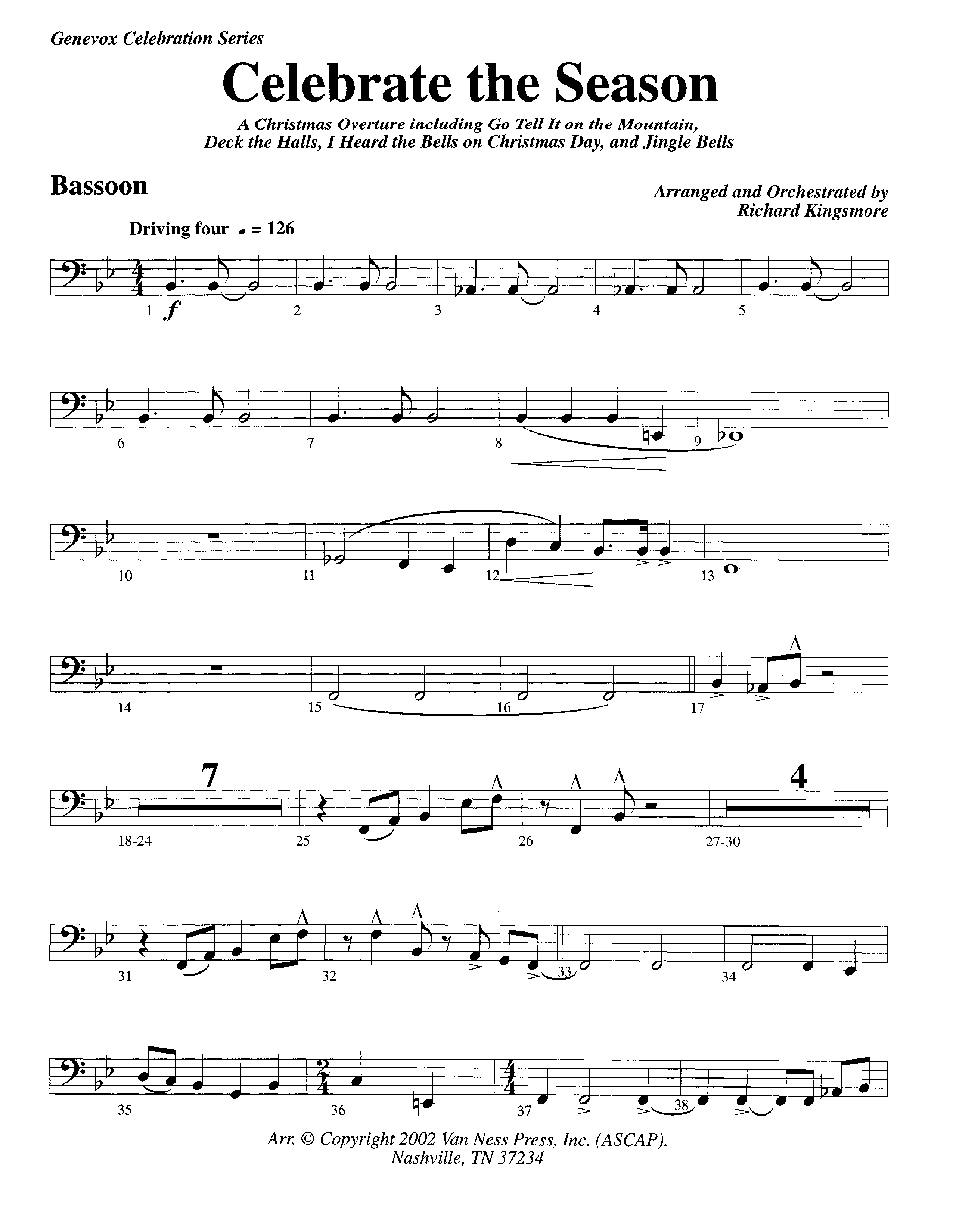 Celebrate The Season (Instrumental) Bassoon (Lifeway Worship / Arr. Richard Kingsmore)