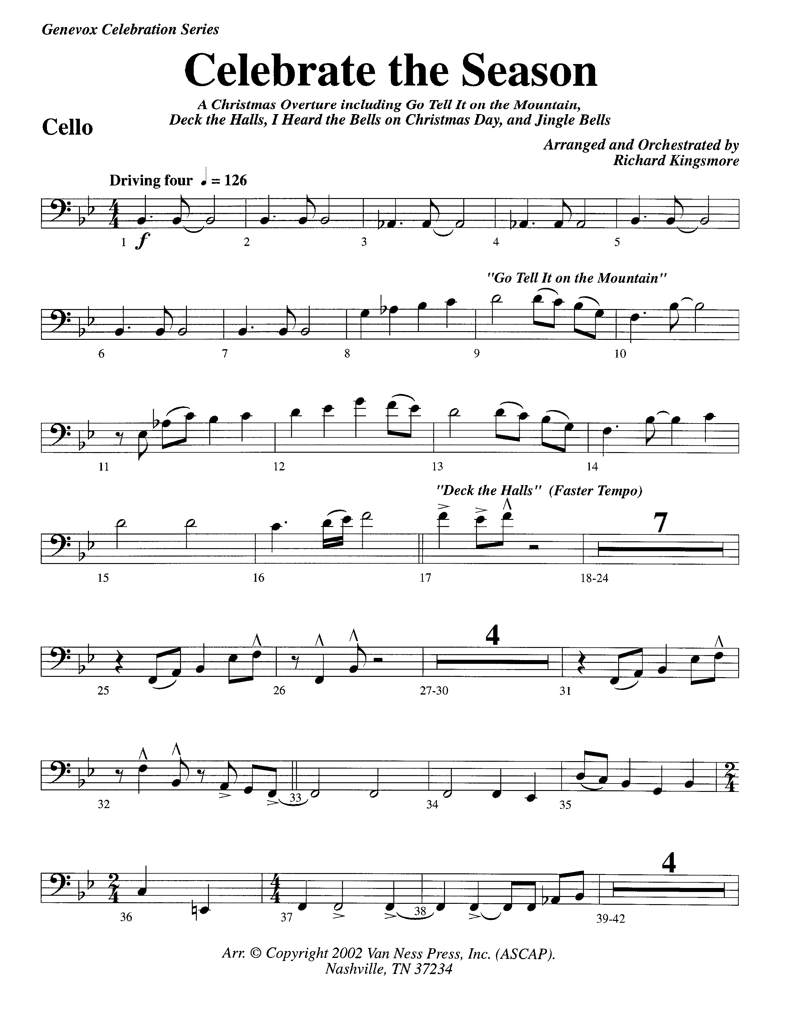 Celebrate The Season (Instrumental) Cello (Lifeway Worship / Arr. Richard Kingsmore)