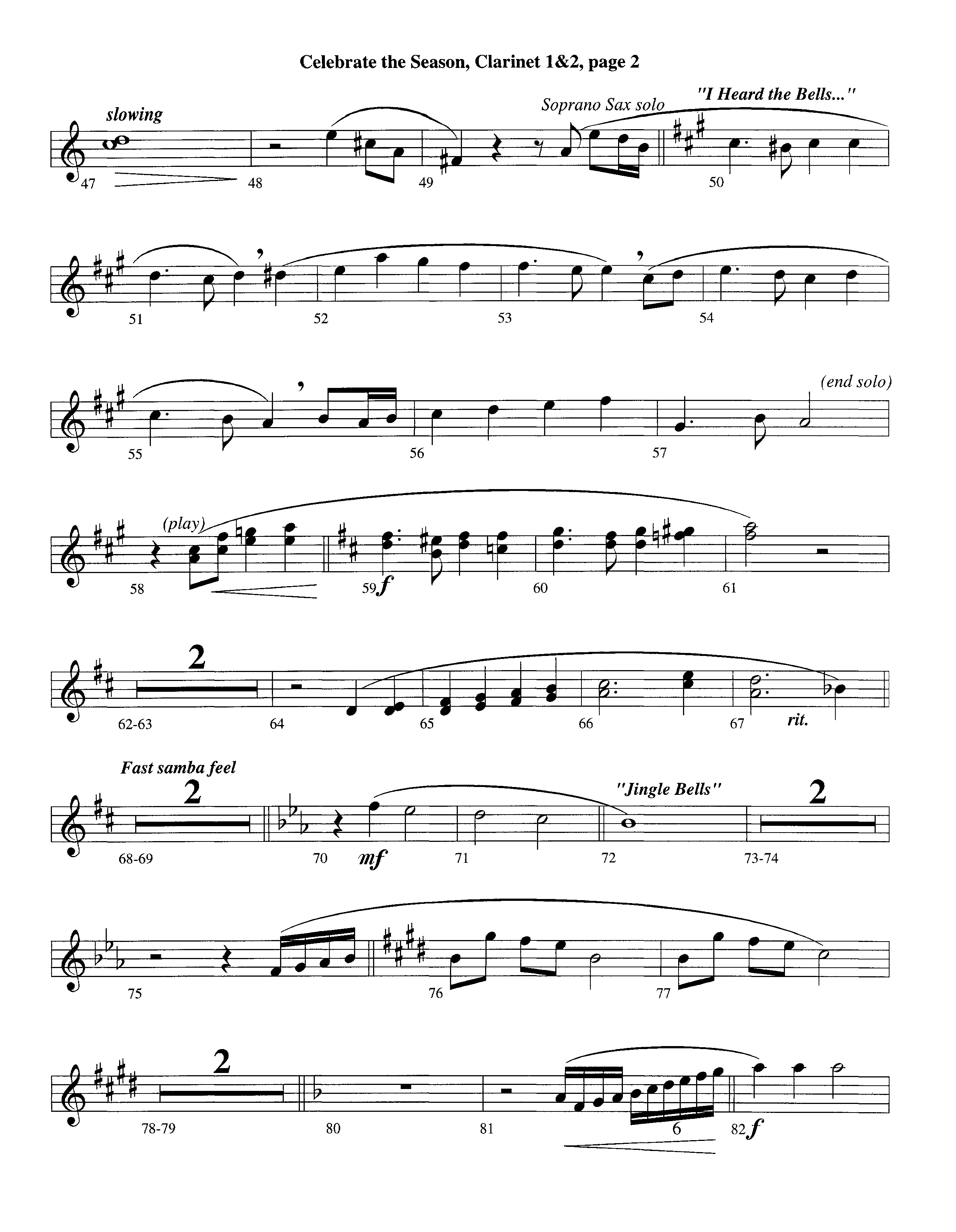 Celebrate The Season (Instrumental) Clarinet 1/2 (Lifeway Worship / Arr. Richard Kingsmore)