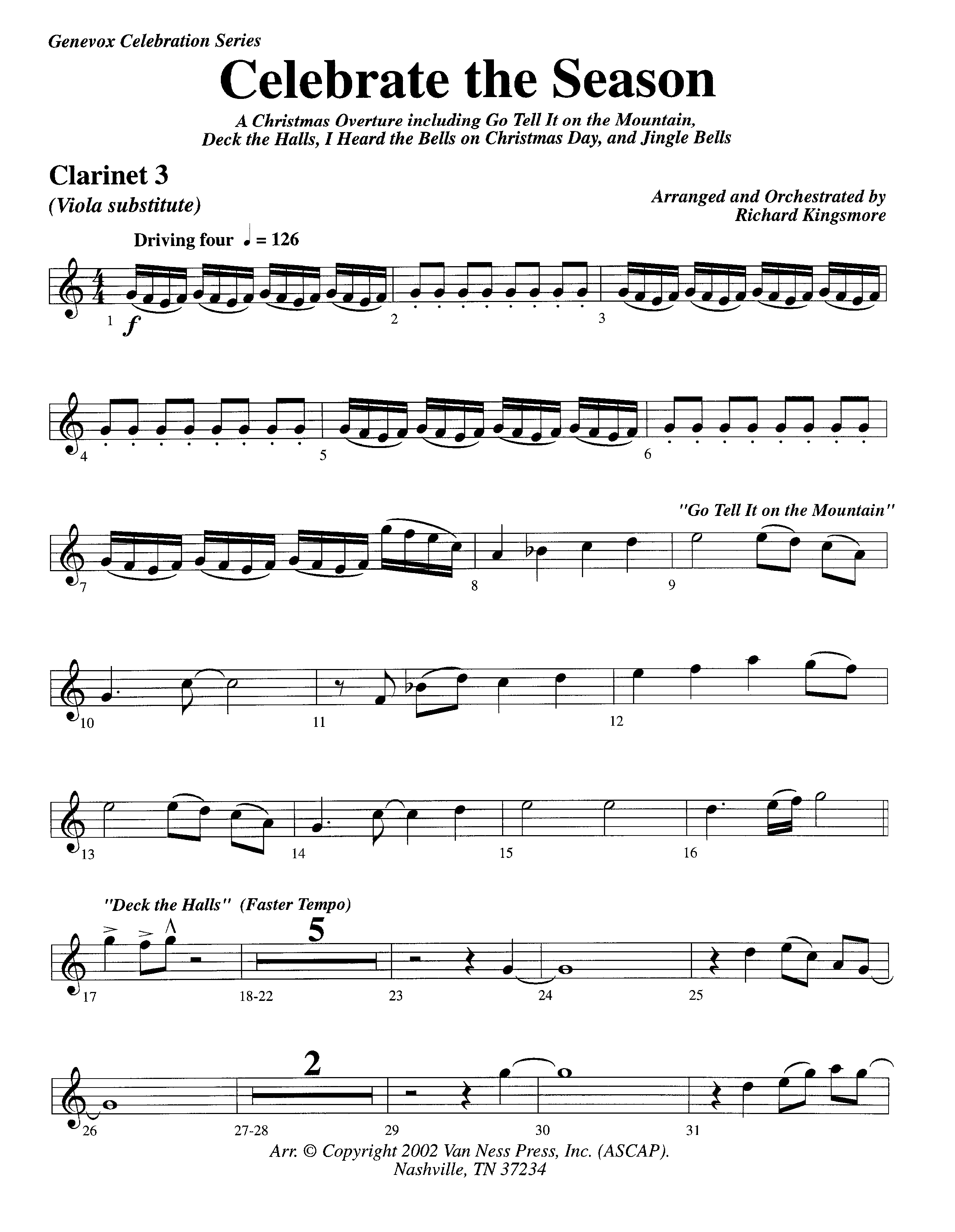 Celebrate The Season (Instrumental) Clarinet 3 (Lifeway Worship / Arr. Richard Kingsmore)
