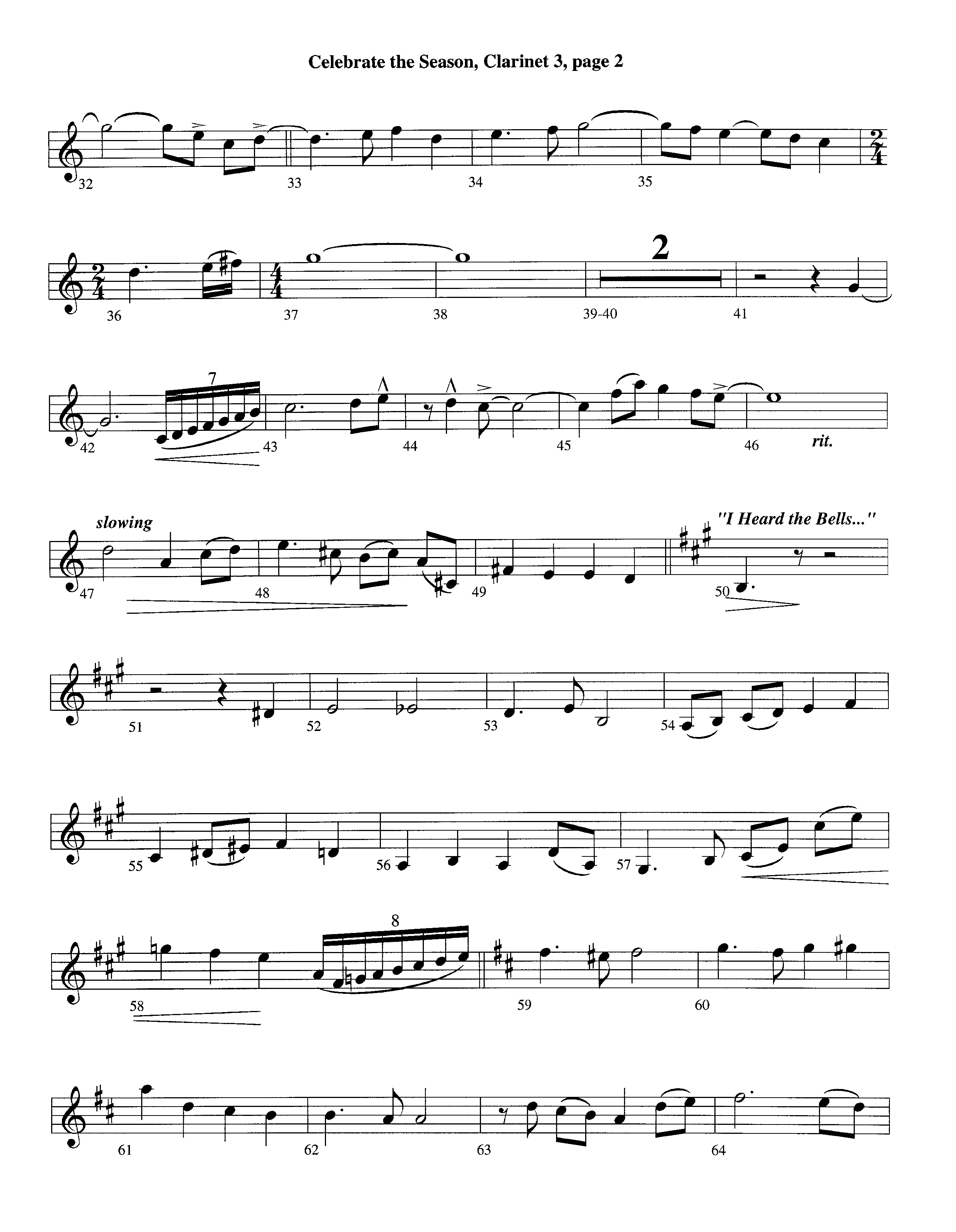 Celebrate The Season (Instrumental) Clarinet 3 (Lifeway Worship / Arr. Richard Kingsmore)