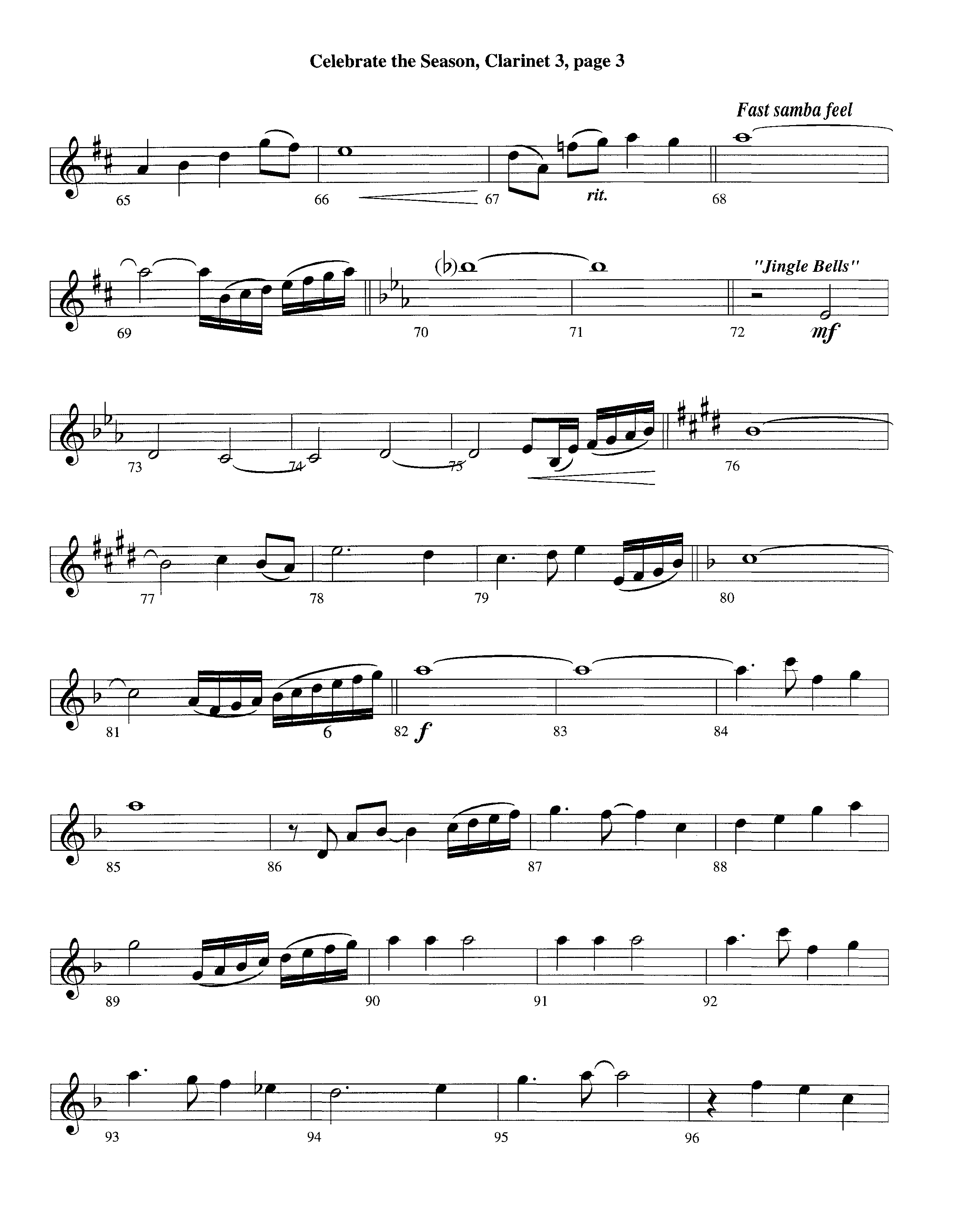 Celebrate The Season (Instrumental) Clarinet 3 (Lifeway Worship / Arr. Richard Kingsmore)