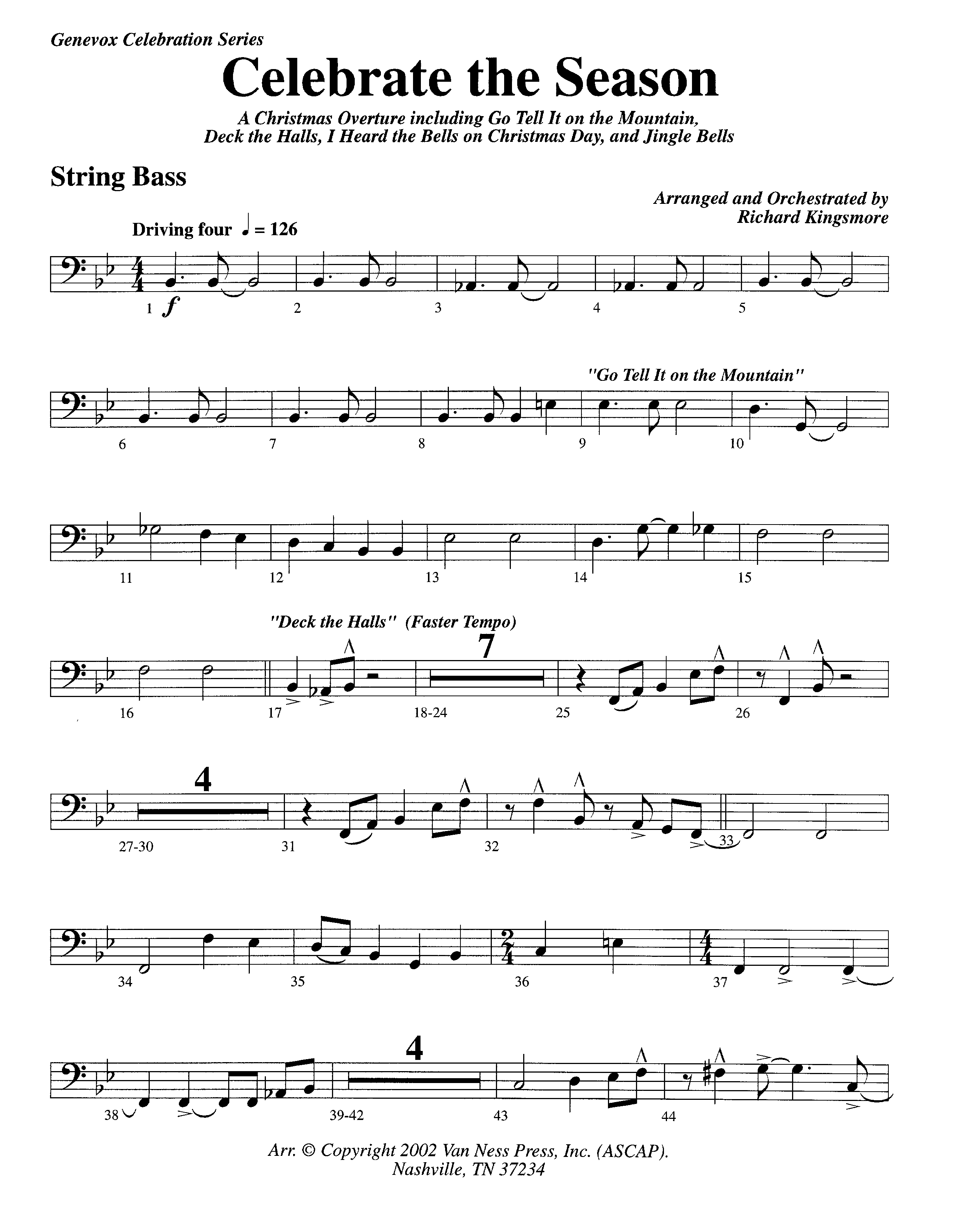 Celebrate The Season (Instrumental) Double Bass (Lifeway Worship / Arr. Richard Kingsmore)