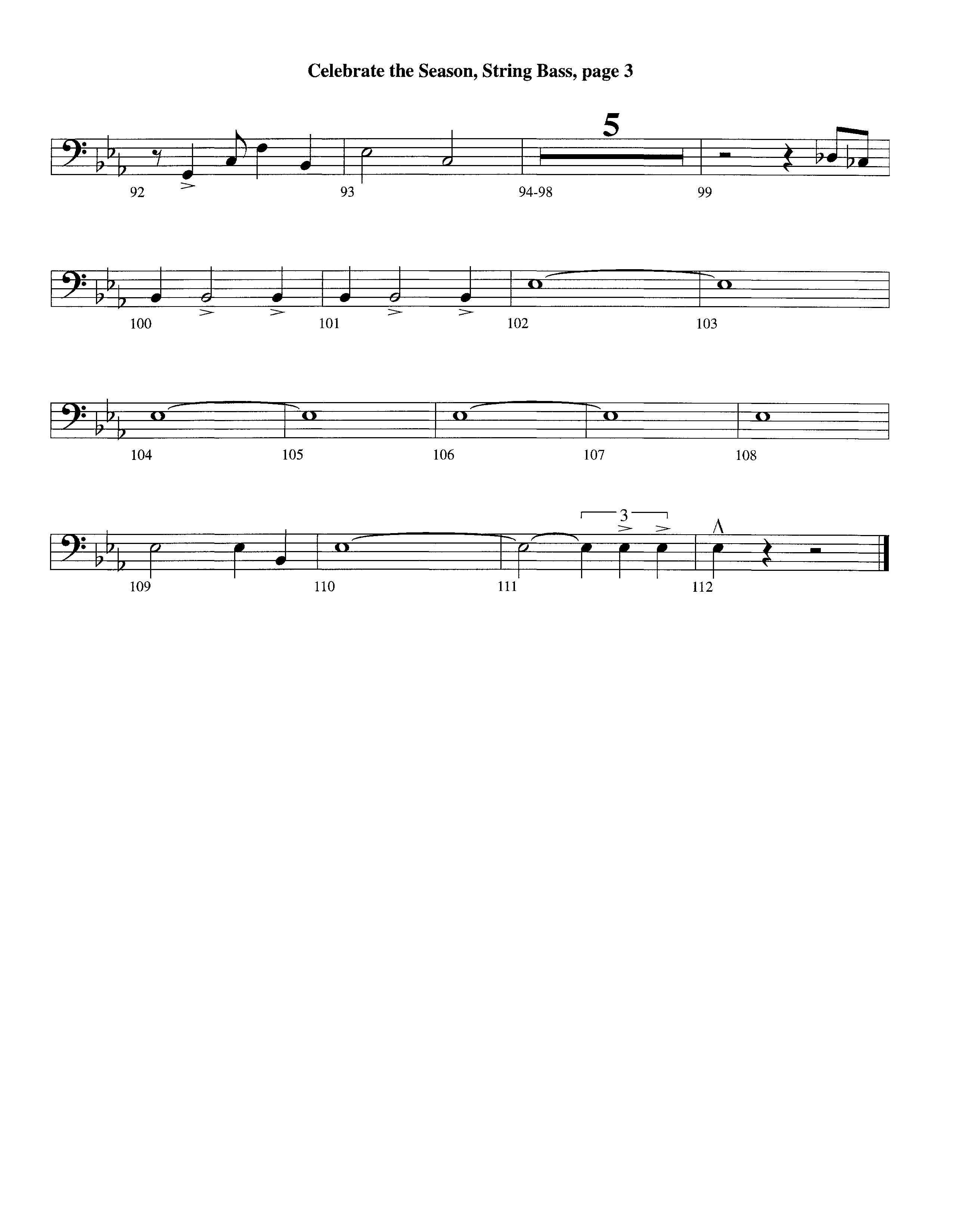 Celebrate The Season (Instrumental) Double Bass (Lifeway Worship / Arr. Richard Kingsmore)