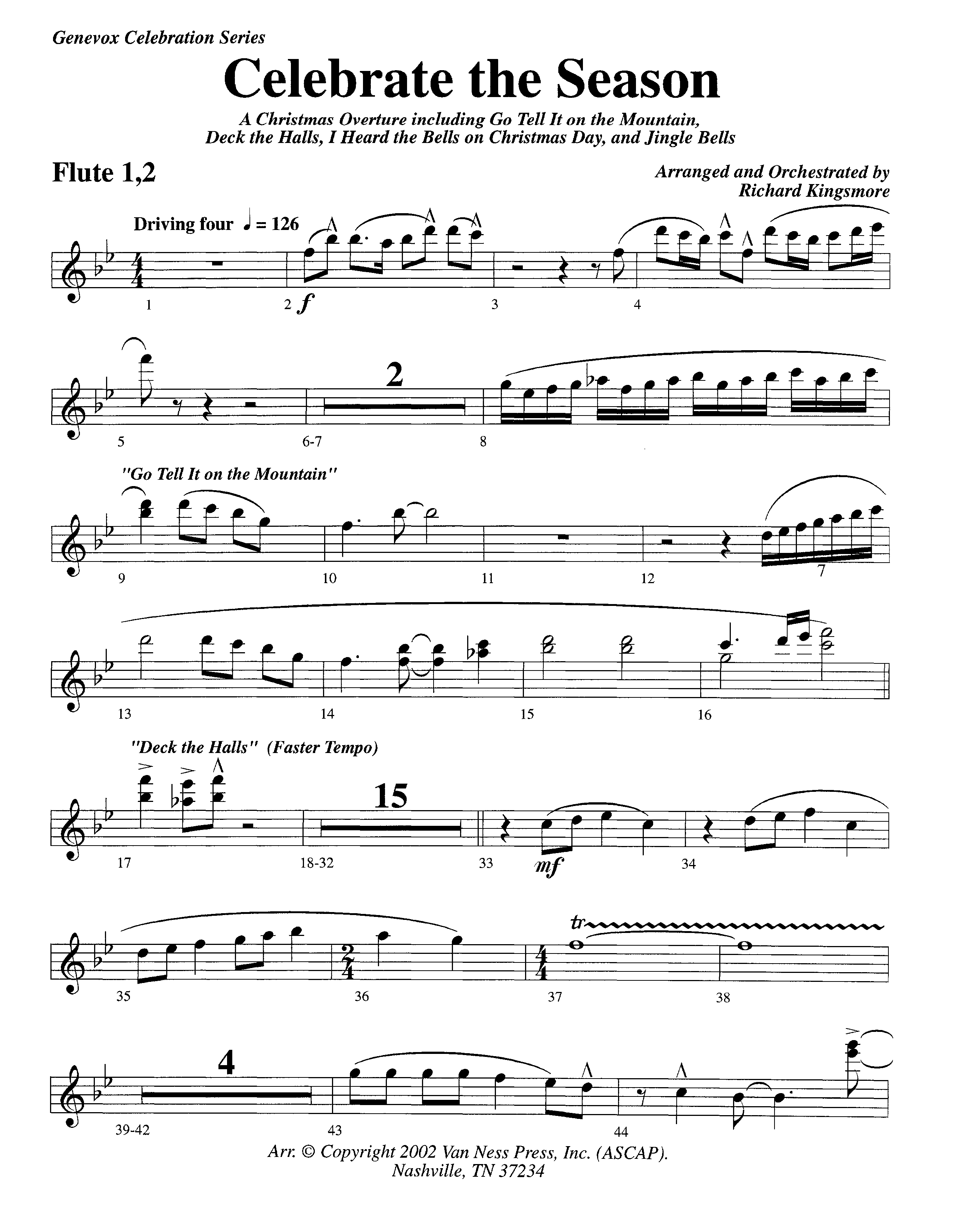 Celebrate The Season (Instrumental) Flute 1/2 (Lifeway Worship / Arr. Richard Kingsmore)