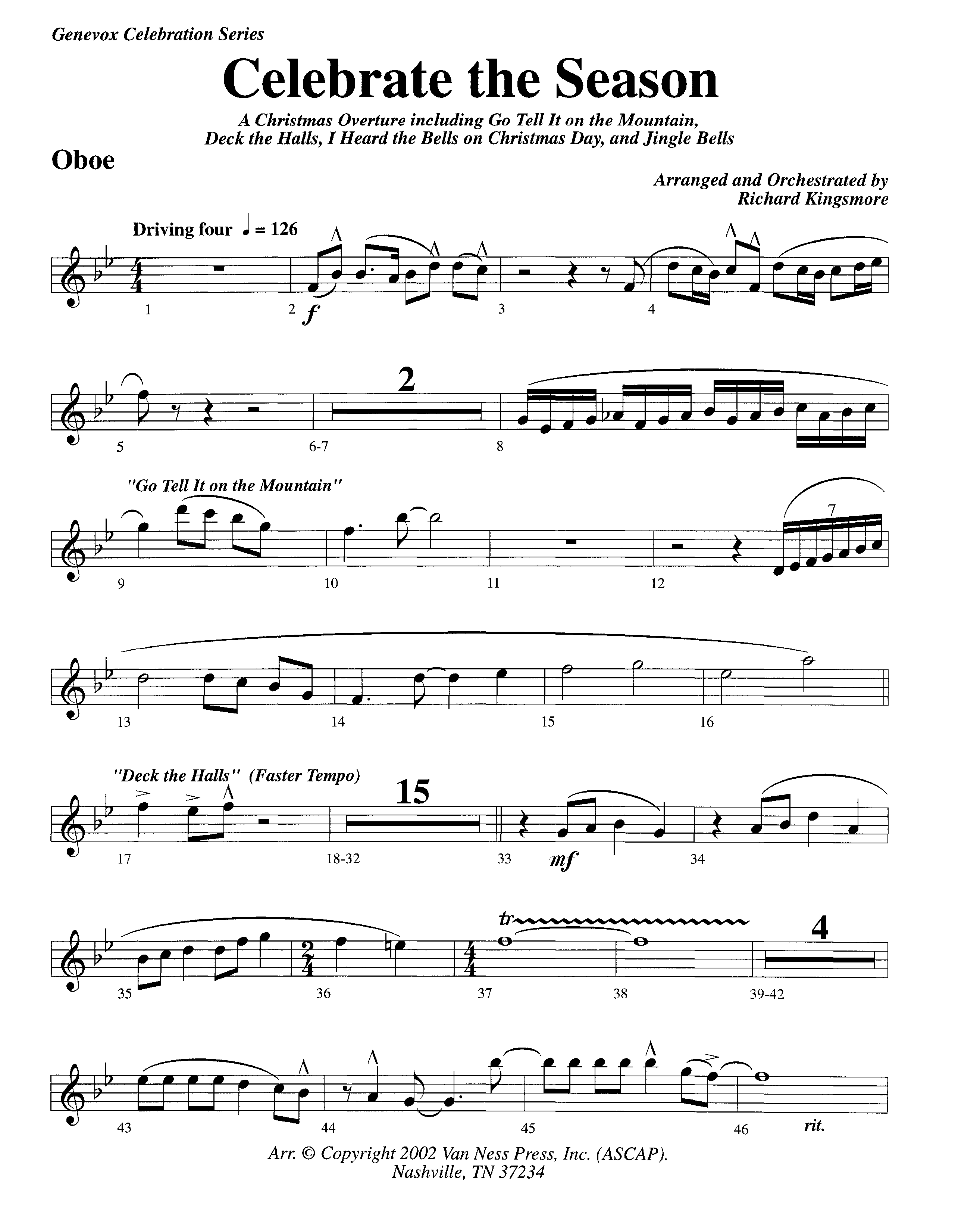 Celebrate The Season (Instrumental) Oboe (Lifeway Worship / Arr. Richard Kingsmore)