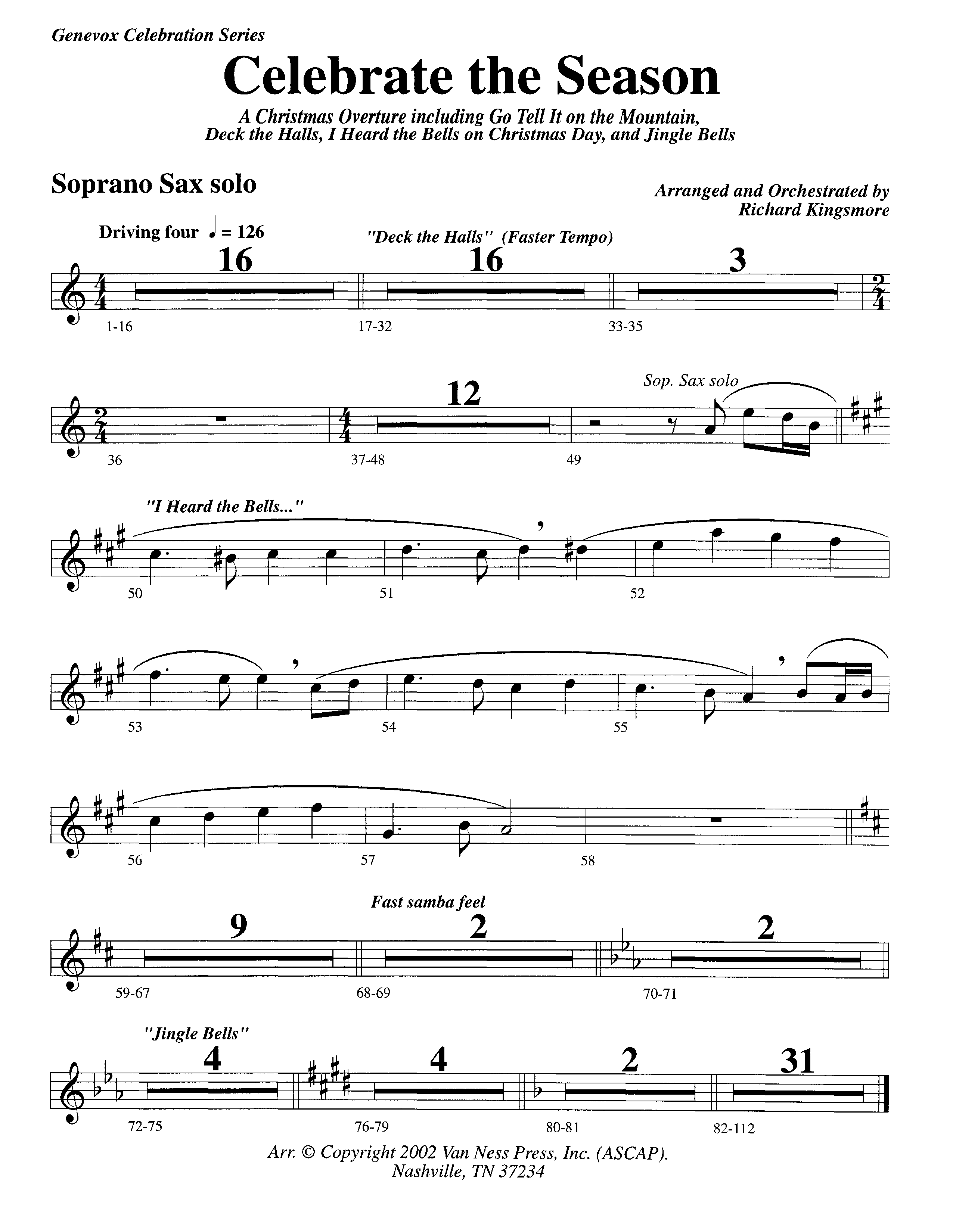 Celebrate The Season (Instrumental) Soprano Sax (Lifeway Worship / Arr. Richard Kingsmore)