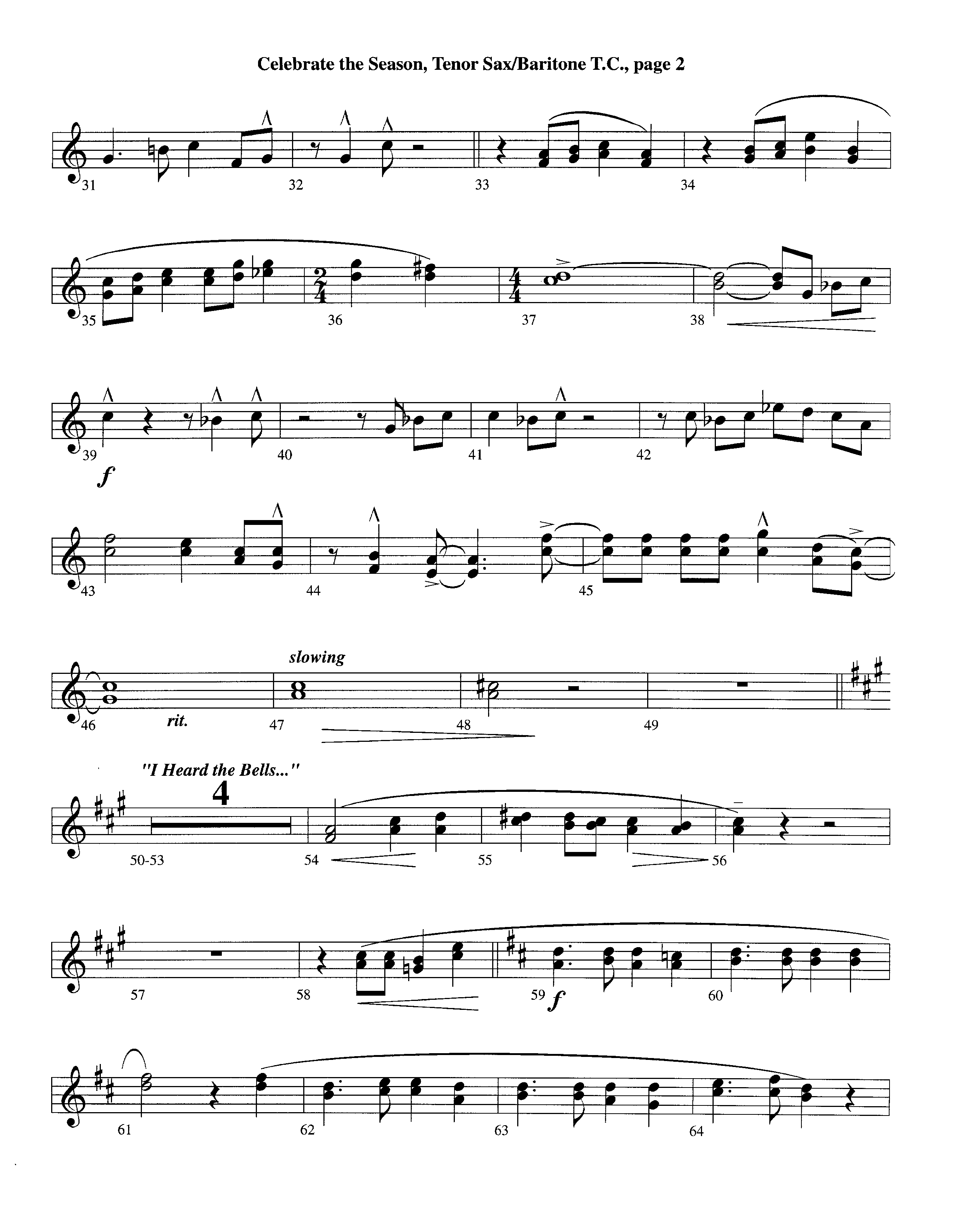 Celebrate The Season (Instrumental) Tenor Sax/Baritone T.C. (Lifeway Worship / Arr. Richard Kingsmore)