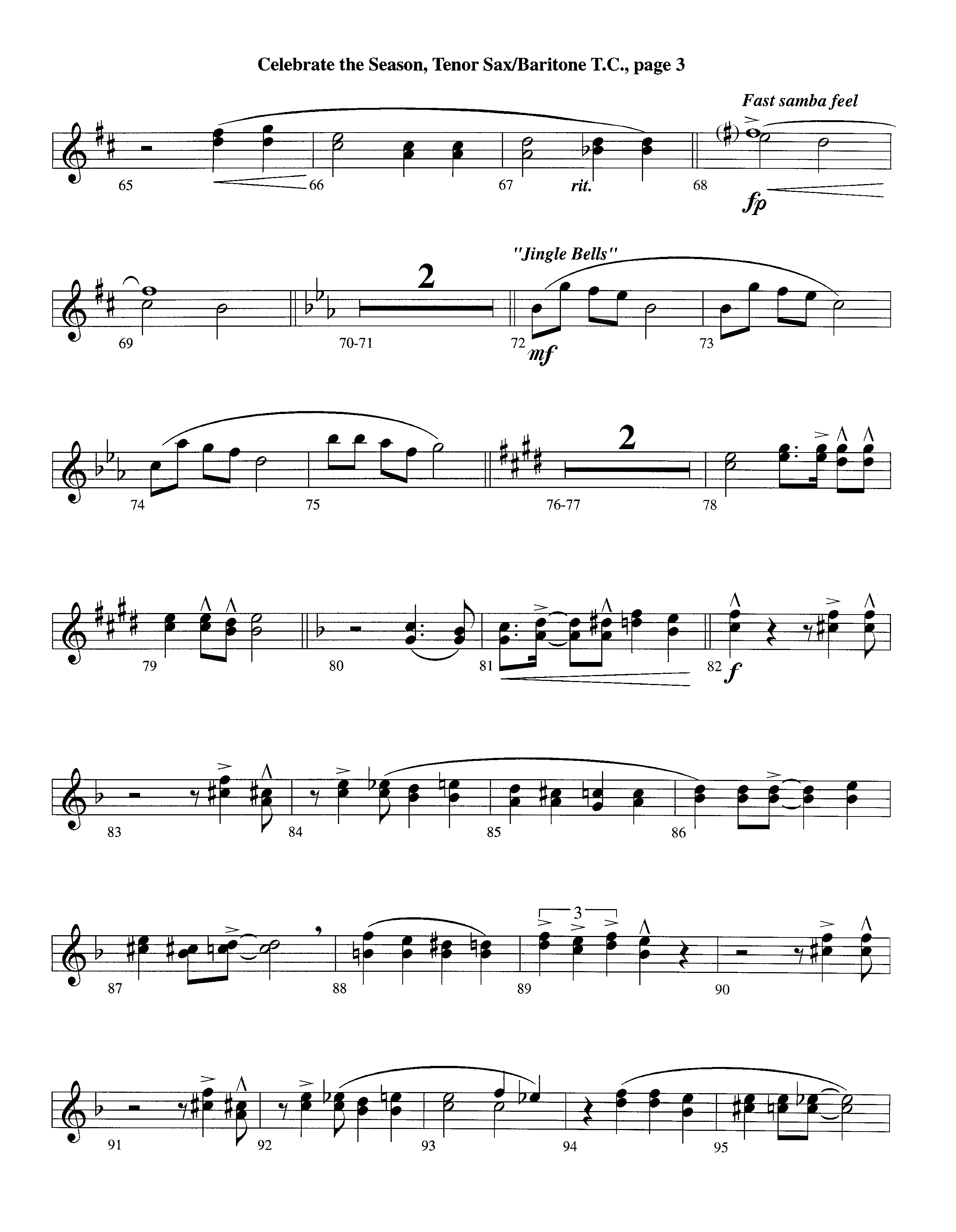 Celebrate The Season (Instrumental) Tenor Sax/Baritone T.C. (Lifeway Worship / Arr. Richard Kingsmore)