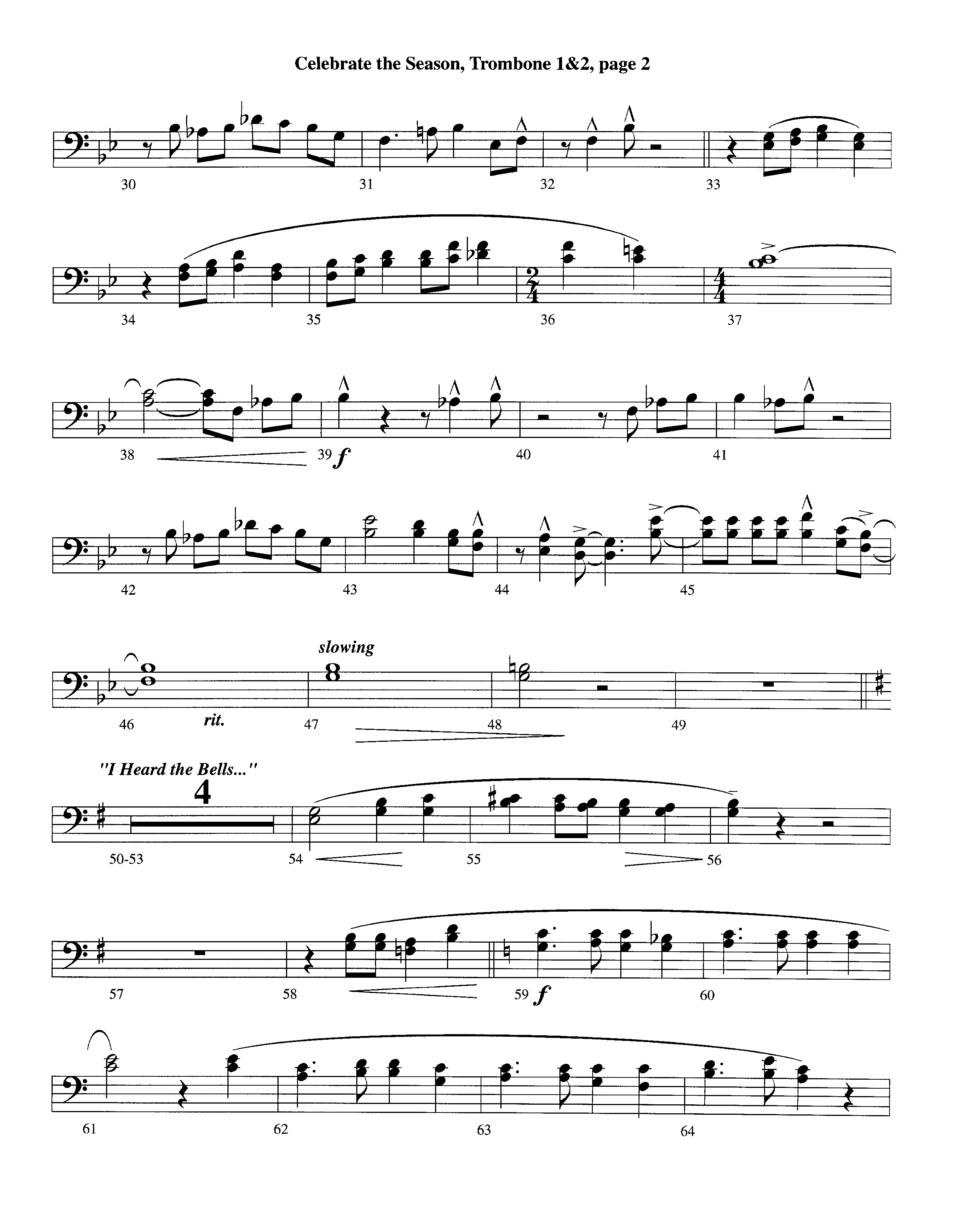 Celebrate The Season (Instrumental) Trombone 1/2 (Lifeway Worship / Arr. Richard Kingsmore)