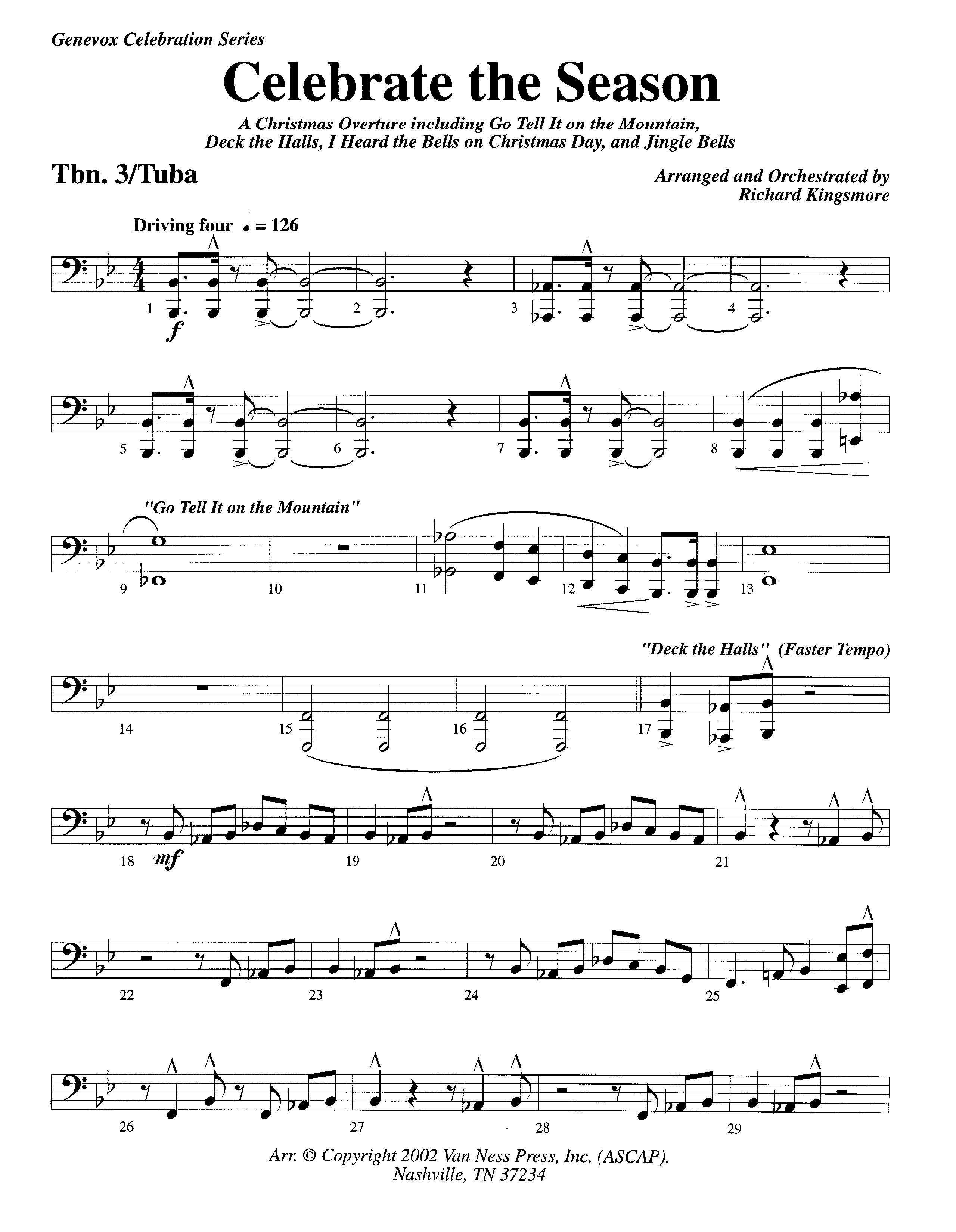 Celebrate The Season (Instrumental) Trombone 3/Tuba (Lifeway Worship / Arr. Richard Kingsmore)
