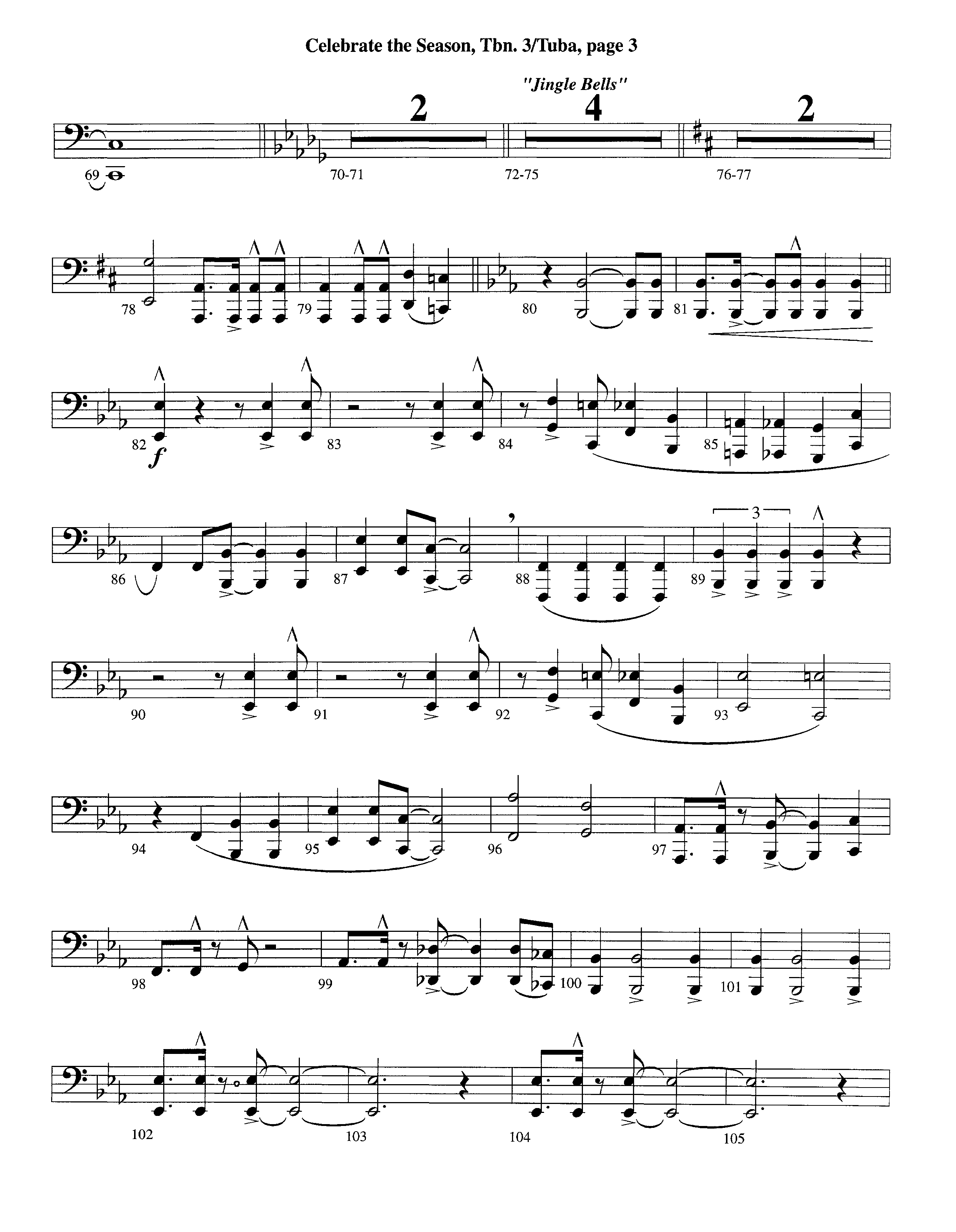 Celebrate The Season (Instrumental) Trombone 3/Tuba (Lifeway Worship / Arr. Richard Kingsmore)
