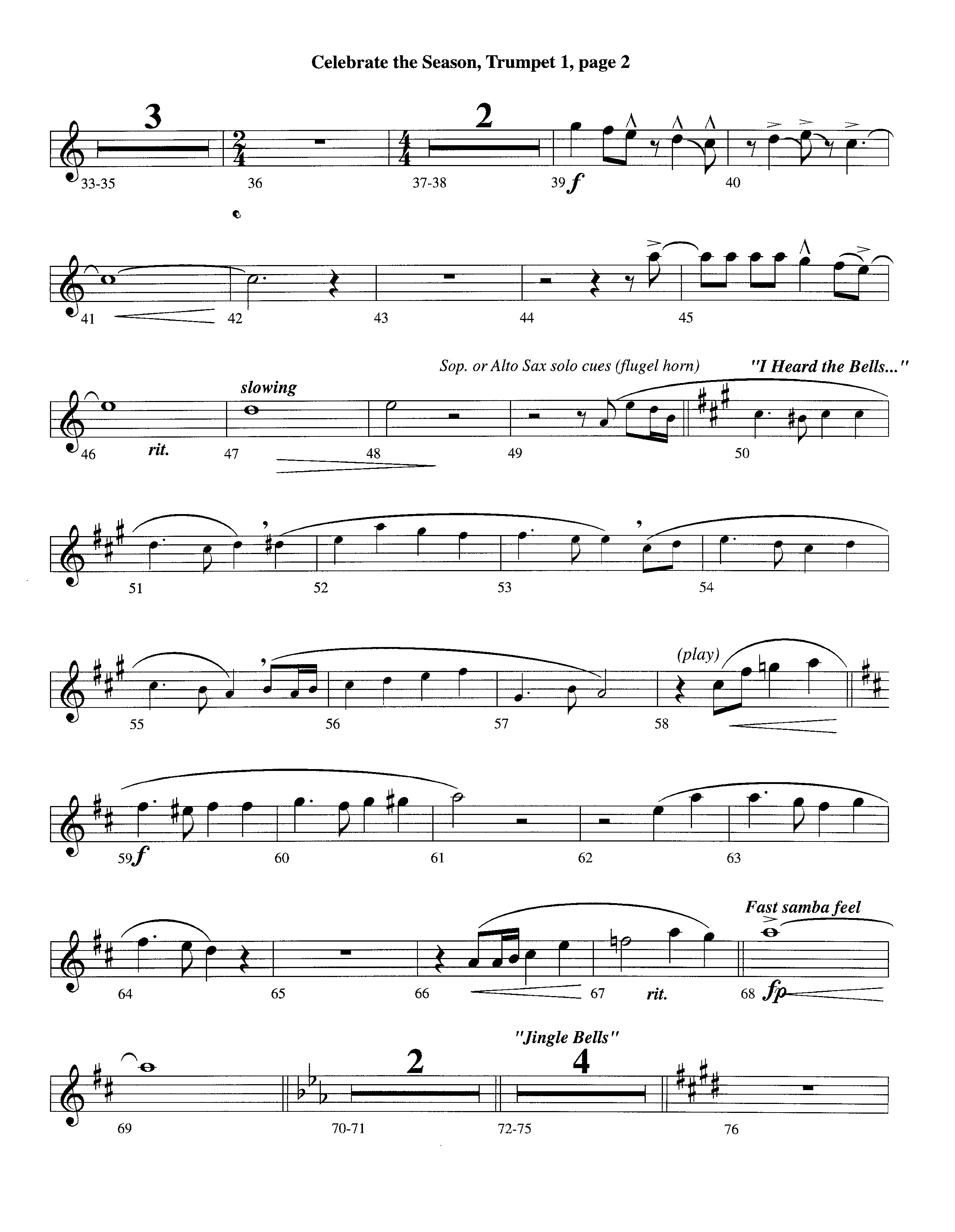 Celebrate The Season (Instrumental) Trumpet 1 (Lifeway Worship / Arr. Richard Kingsmore)