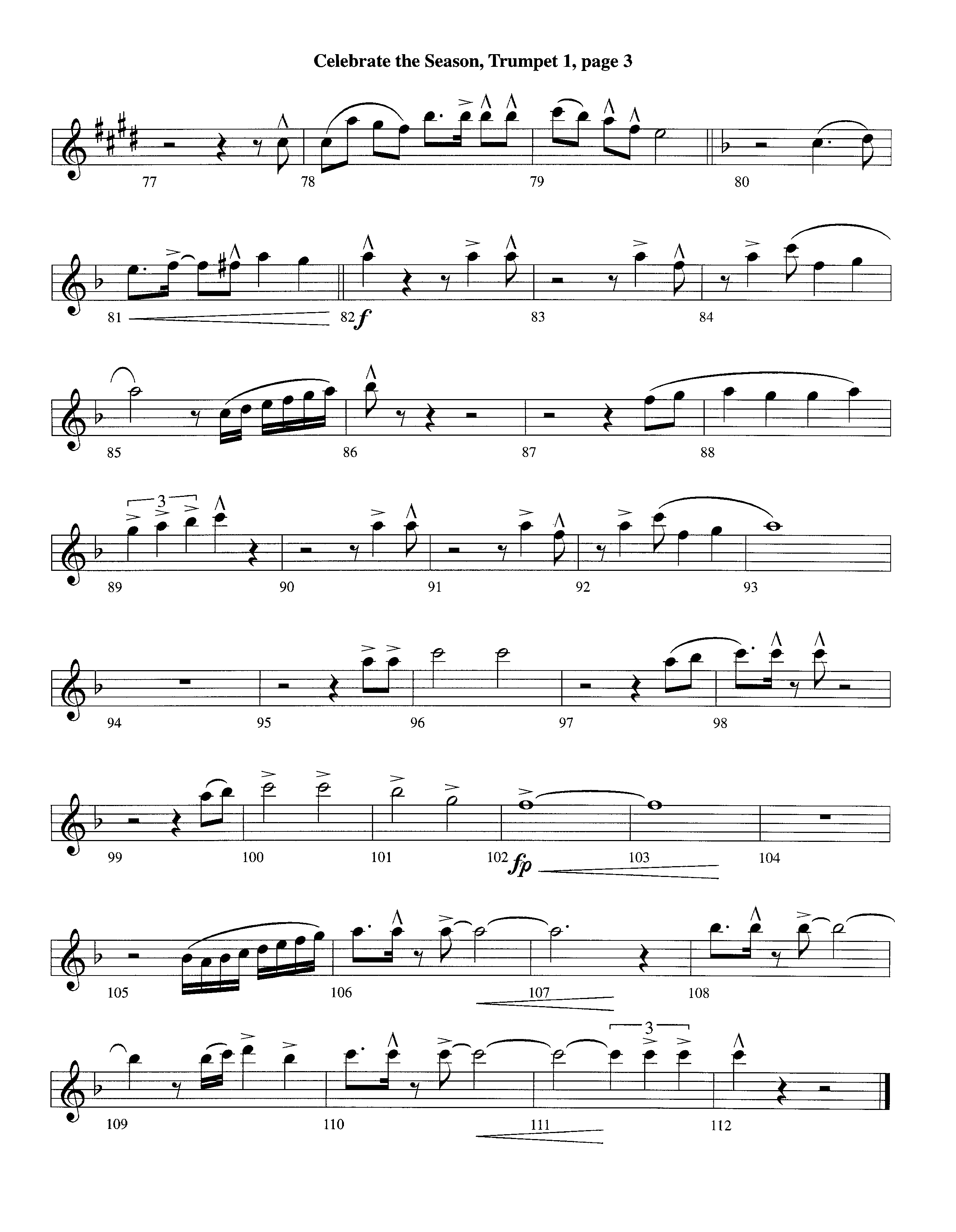 Celebrate The Season (Instrumental) Trumpet 1 (Lifeway Worship / Arr. Richard Kingsmore)