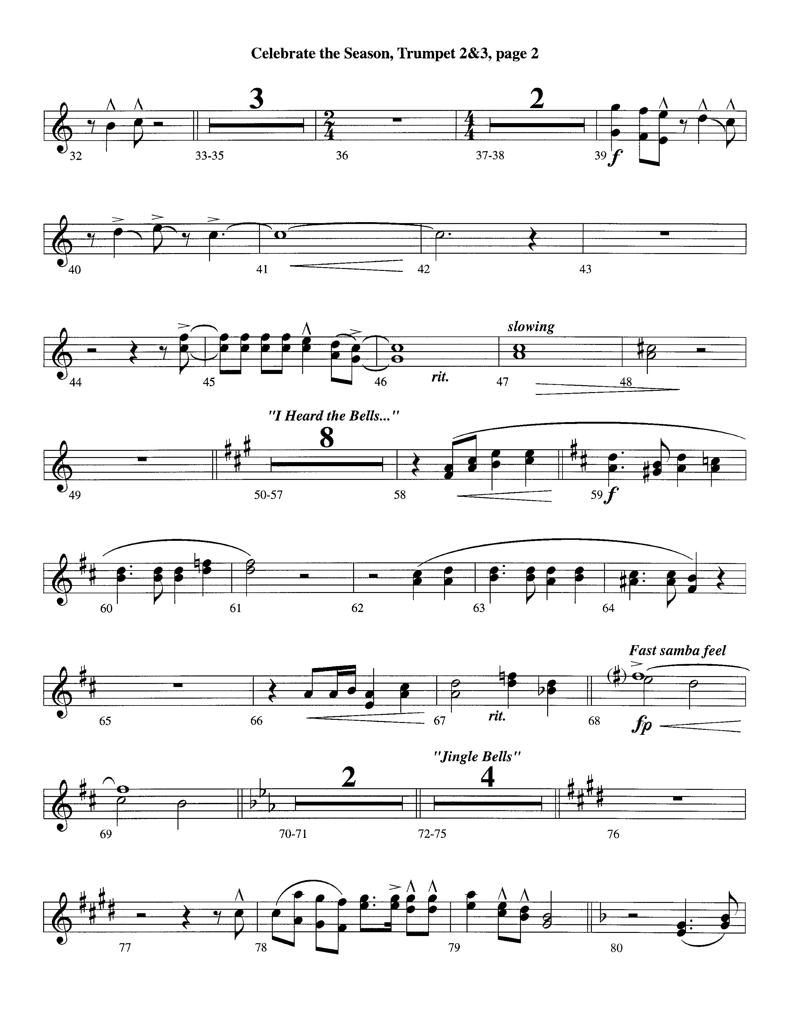 Celebrate The Season (Instrumental) Trumpet 2/3 (Lifeway Worship / Arr. Richard Kingsmore)