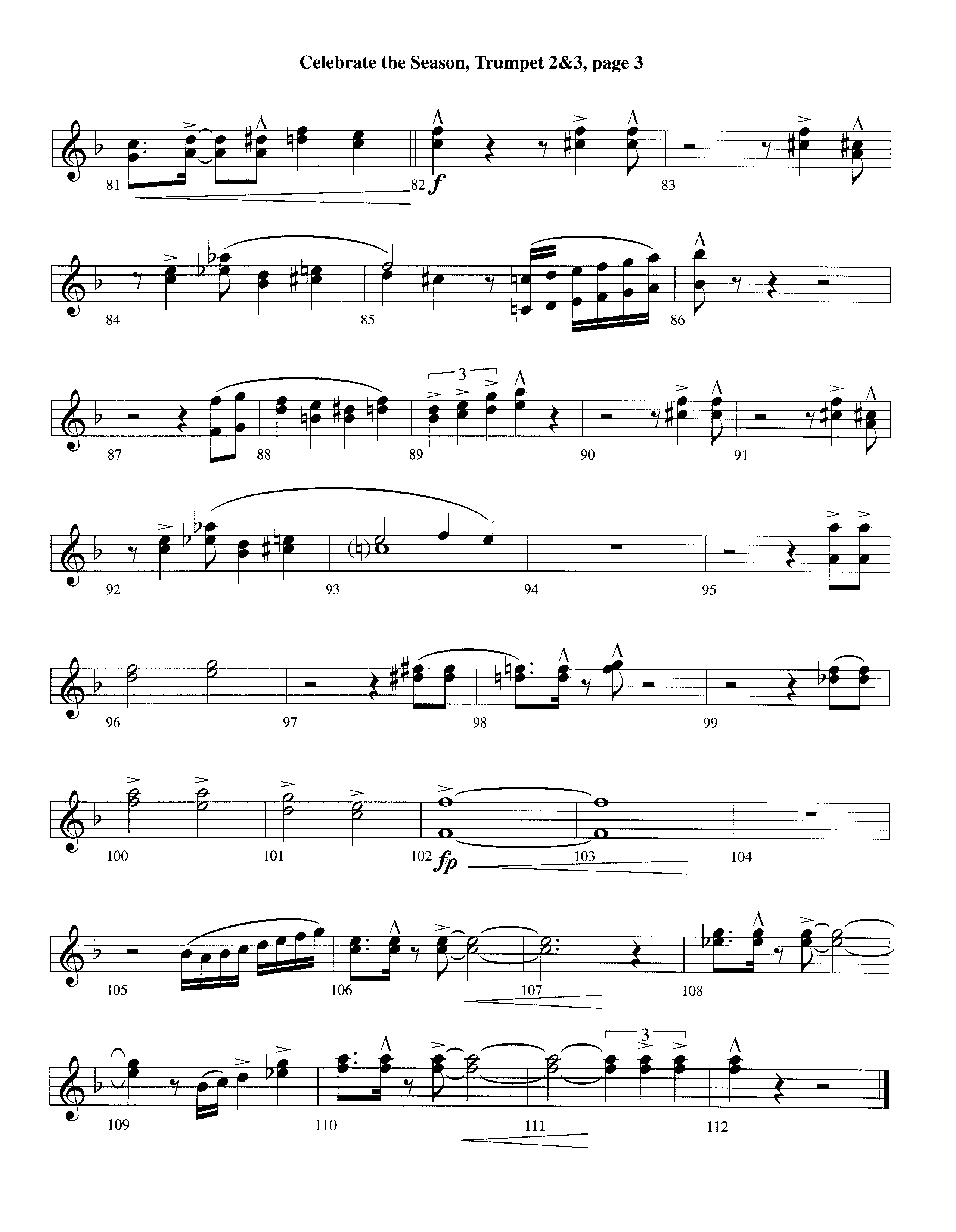 Celebrate The Season (Instrumental) Trumpet 2/3 (Lifeway Worship / Arr. Richard Kingsmore)