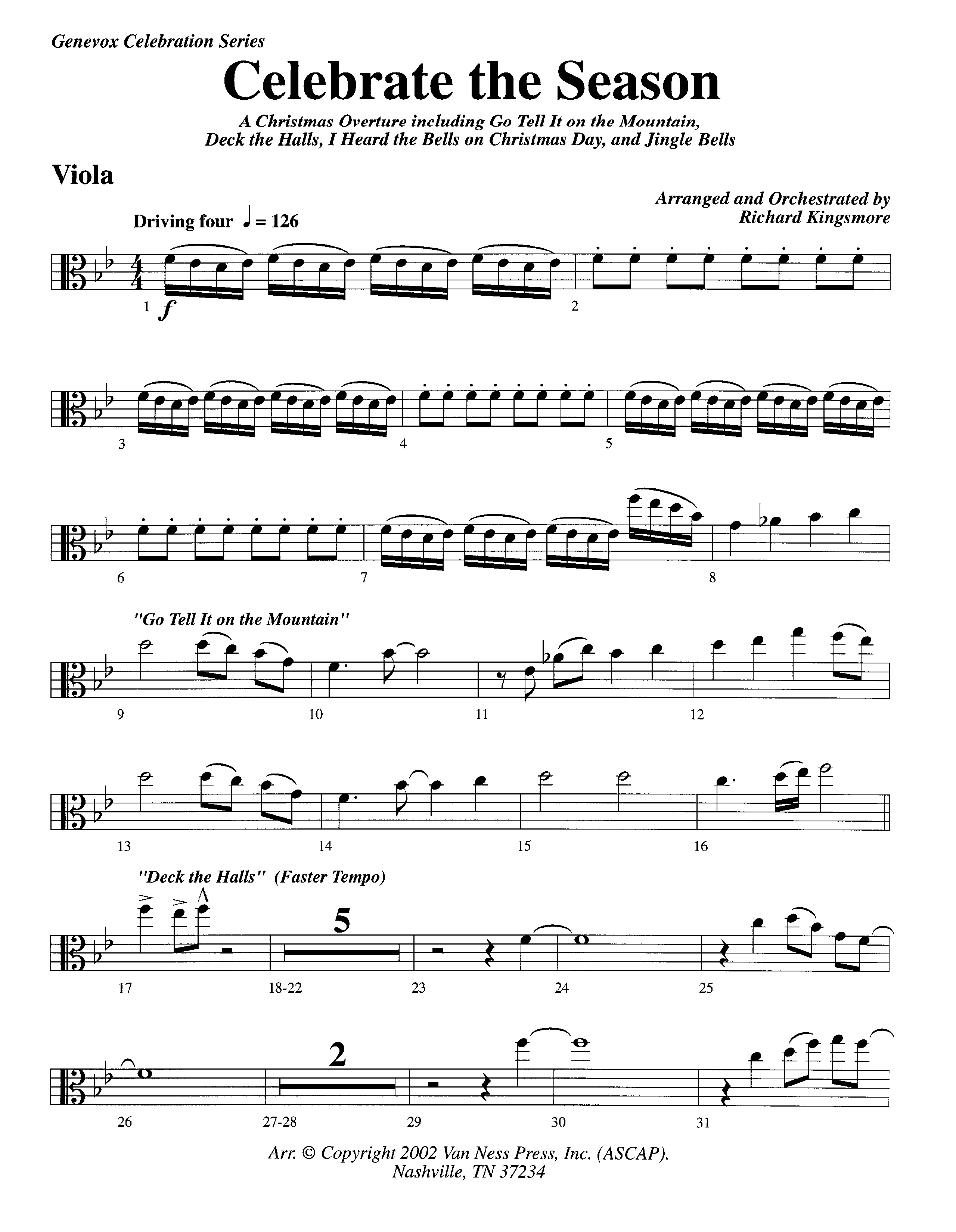 Celebrate The Season (Instrumental) Viola (Lifeway Worship / Arr. Richard Kingsmore)