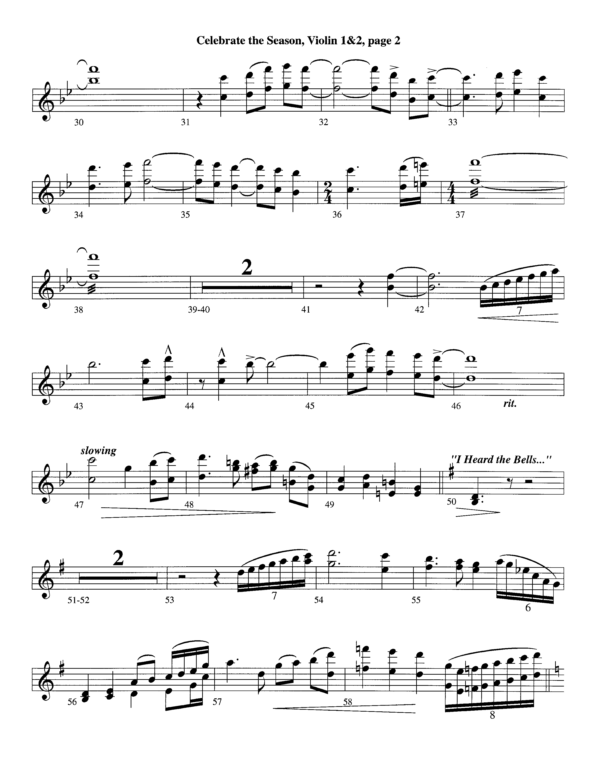 Celebrate The Season (Instrumental) Violin 1/2 (Lifeway Worship / Arr. Richard Kingsmore)