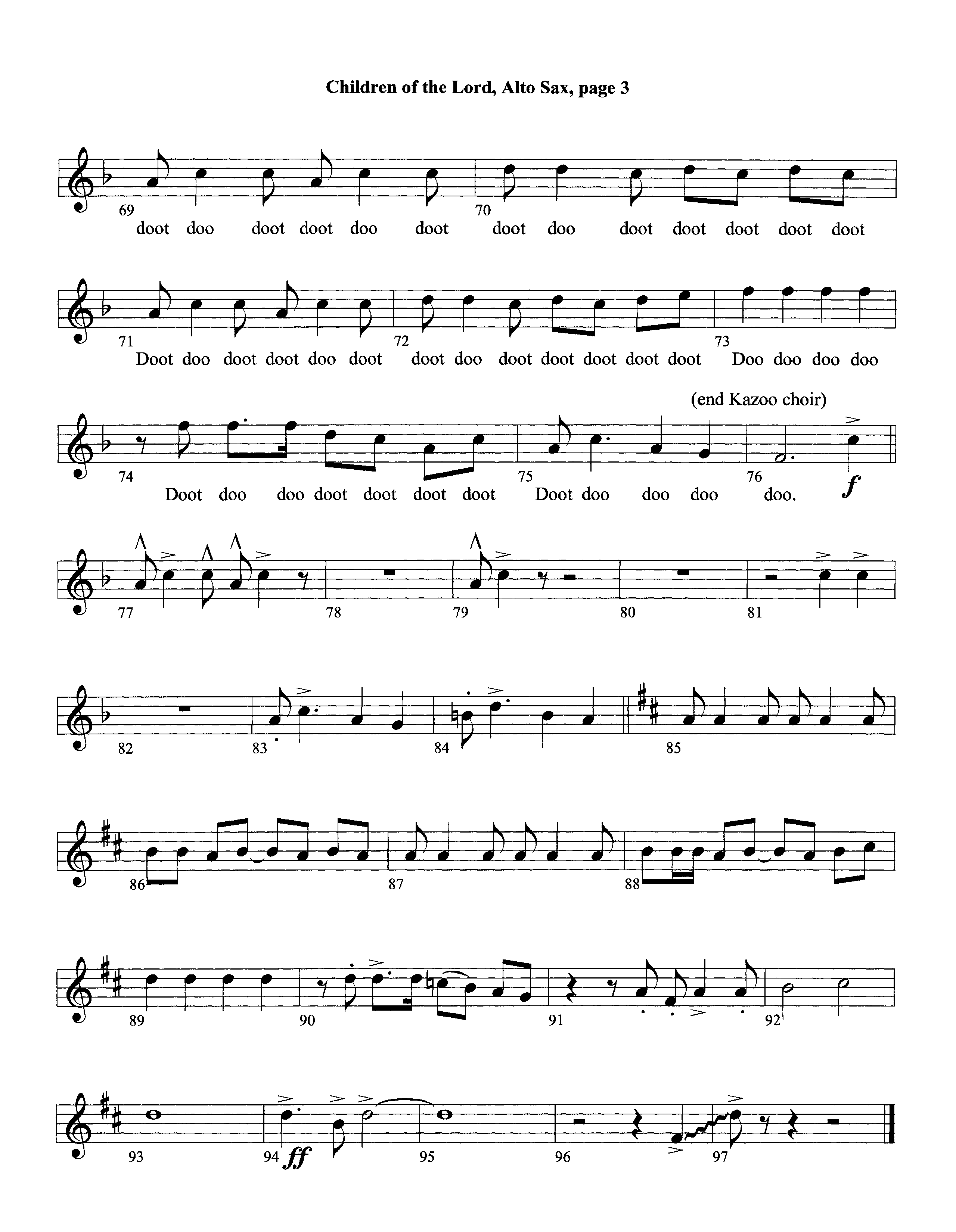 Children Of The Lord (Instrumental) Alto Sax (Lifeway Worship / Arr. David Winkler)