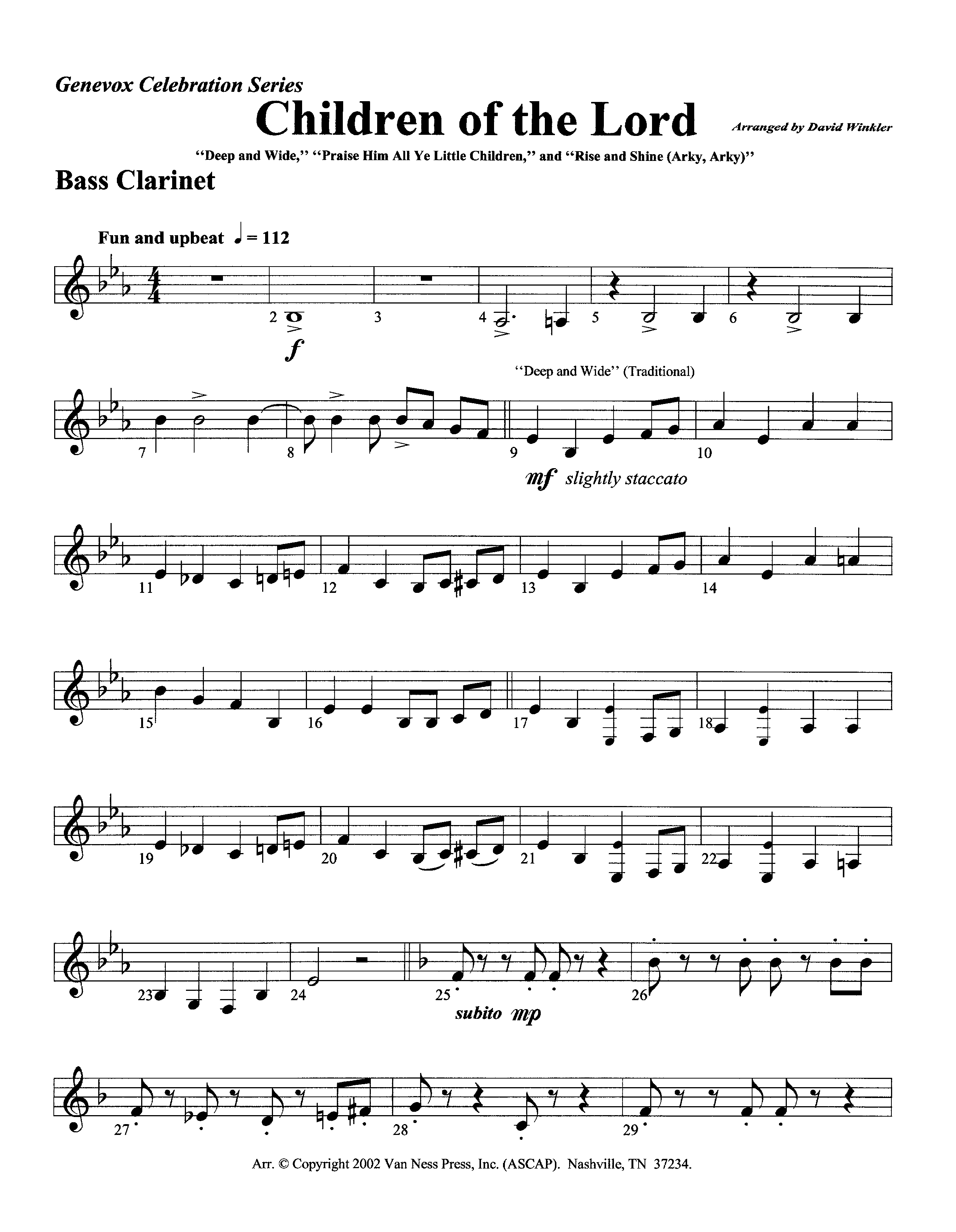 Children Of The Lord (Instrumental) Bass Clarinet (Lifeway Worship / Arr. David Winkler)