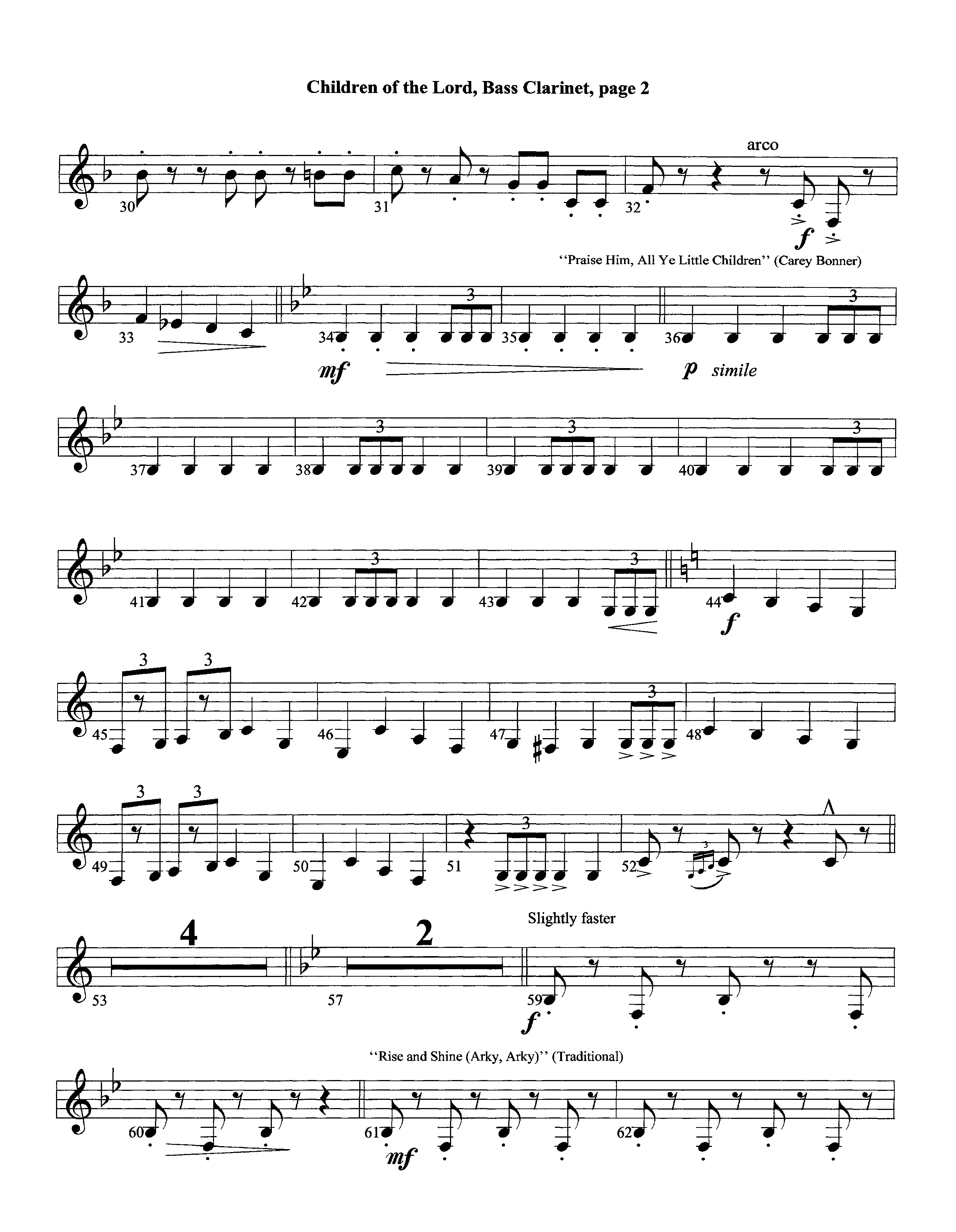 Children Of The Lord (Instrumental) Bass Clarinet (Lifeway Worship / Arr. David Winkler)