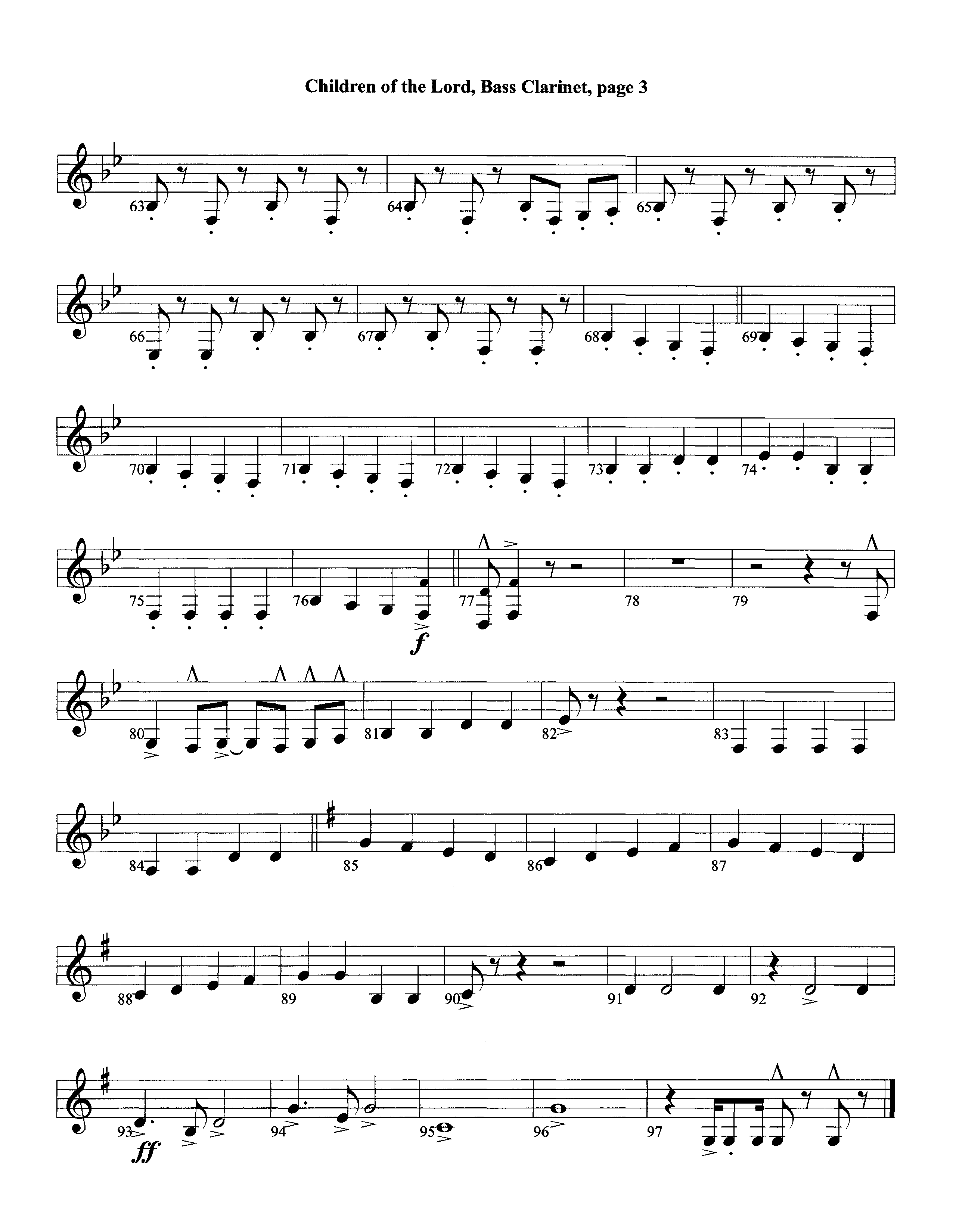 Children Of The Lord (Instrumental) Bass Clarinet (Lifeway Worship / Arr. David Winkler)