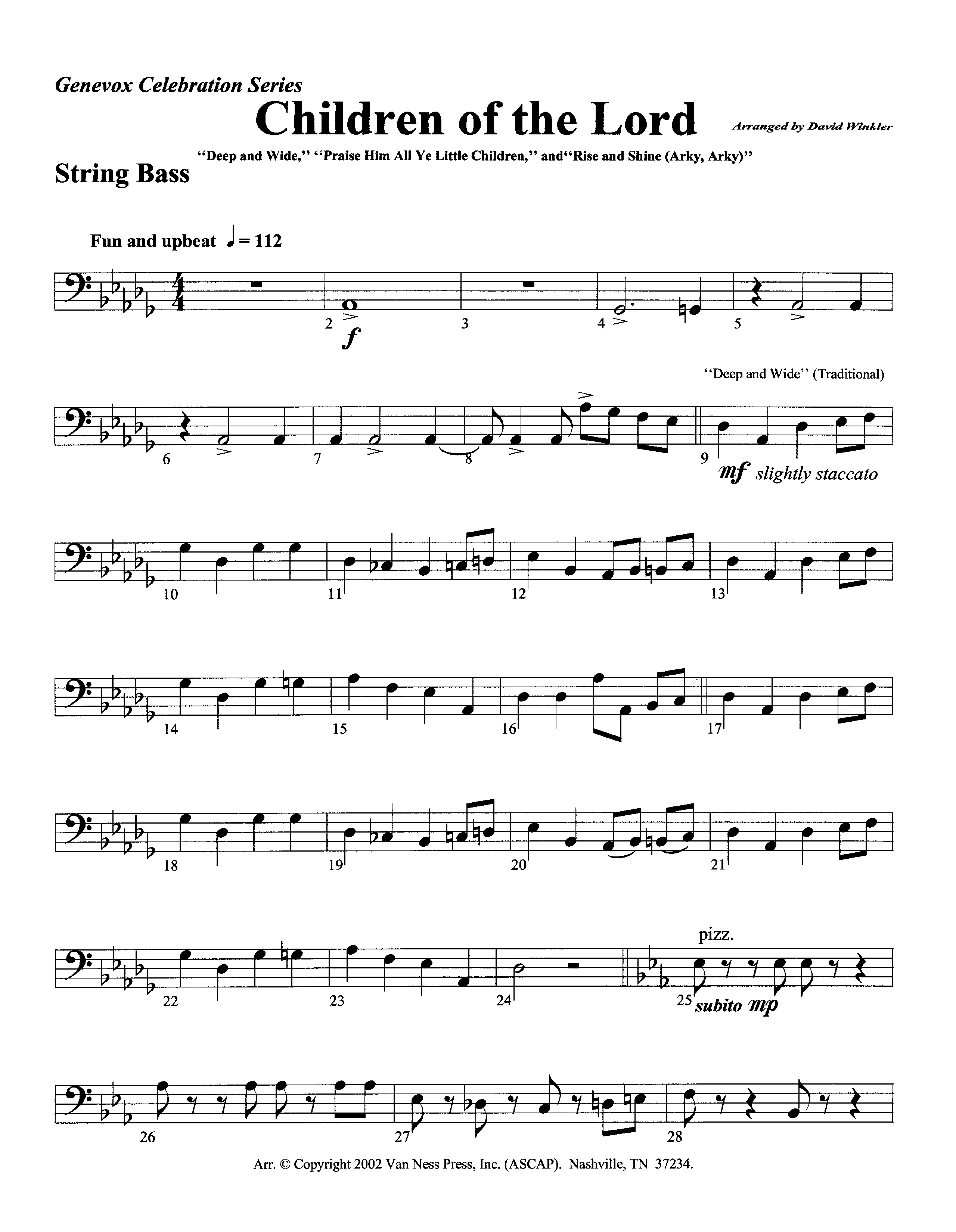 Children Of The Lord (Instrumental) Double Bass (Lifeway Worship / Arr. David Winkler)