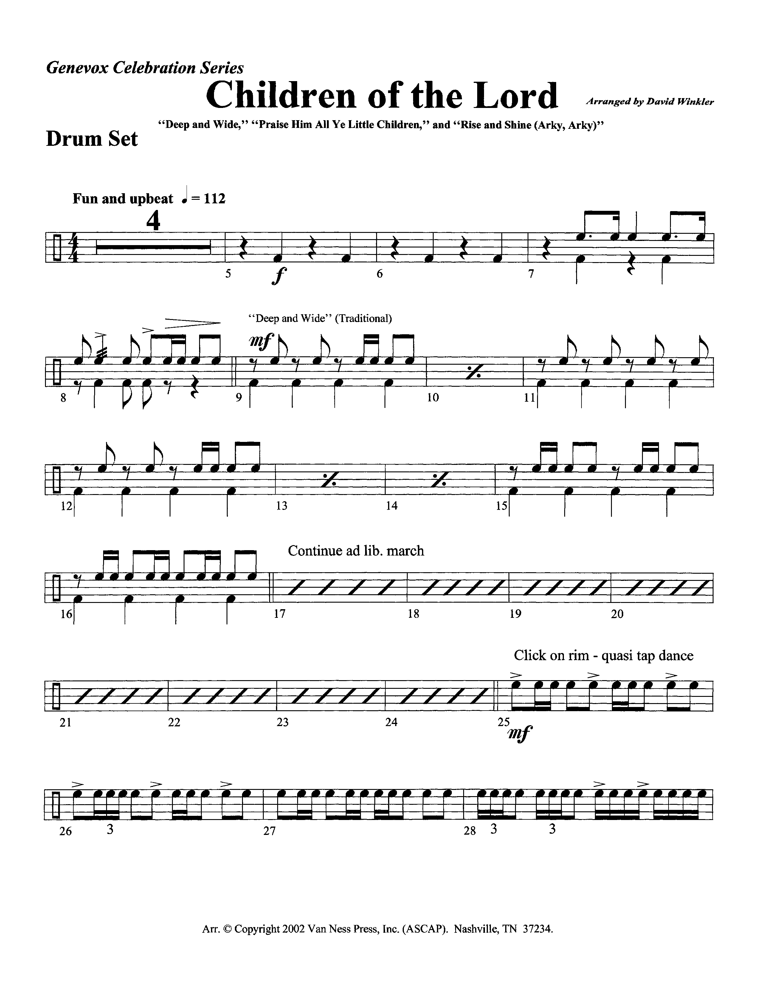 Children Of The Lord (Instrumental) Drum Set (Lifeway Worship / Arr. David Winkler)