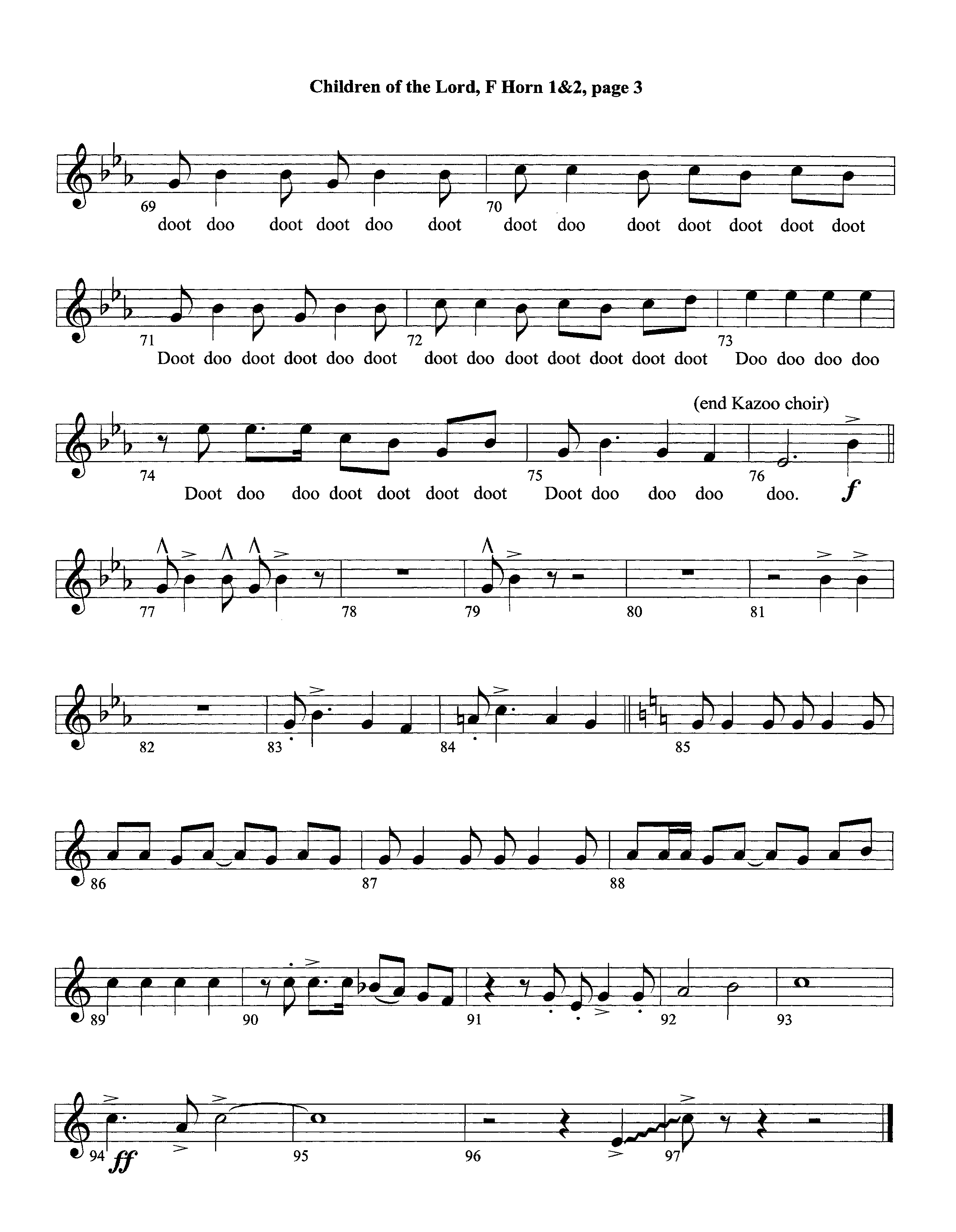 Children Of The Lord (Instrumental) French Horn 1/2 (Lifeway Worship / Arr. David Winkler)