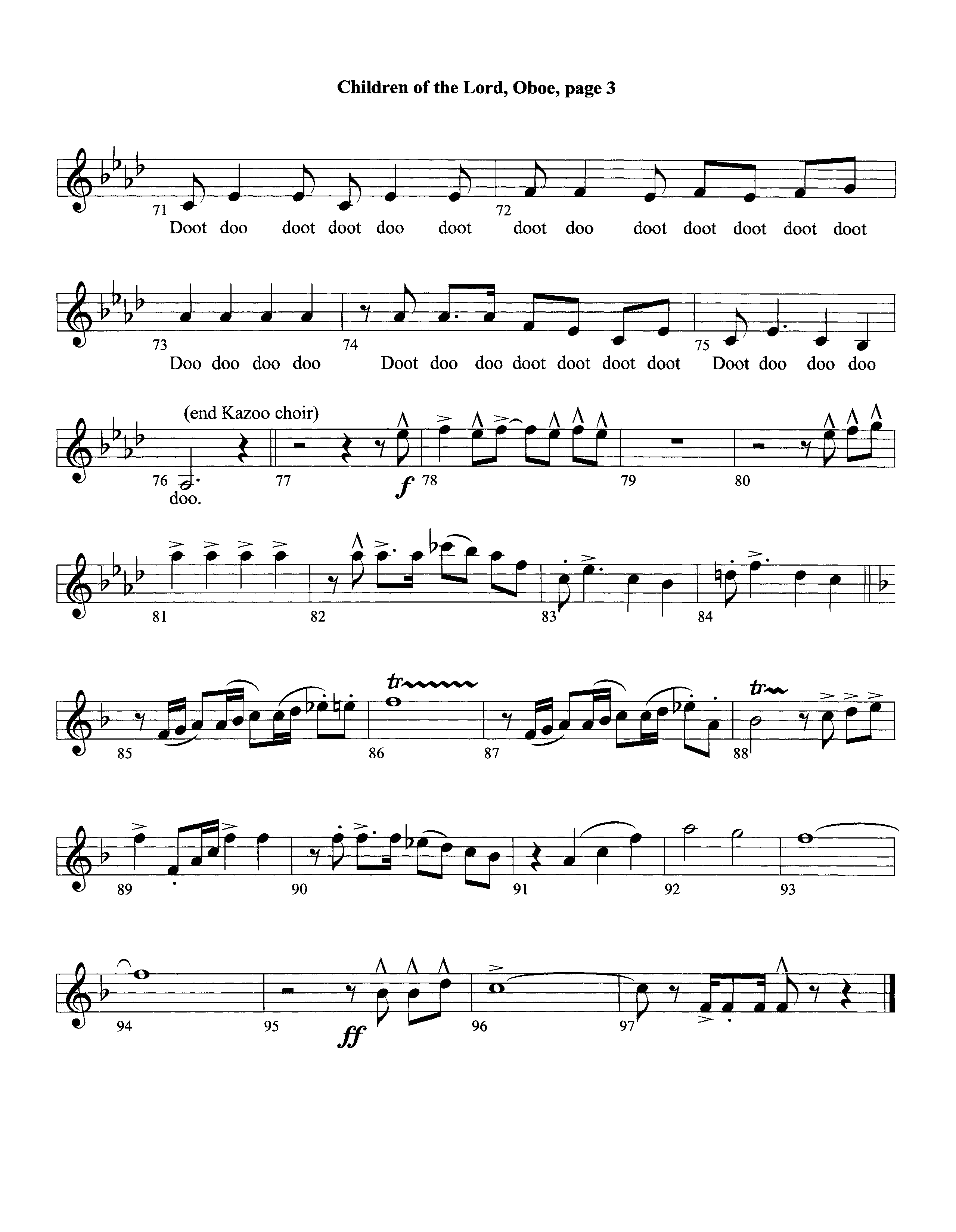 Children Of The Lord (Instrumental) Oboe (Lifeway Worship / Arr. David Winkler)