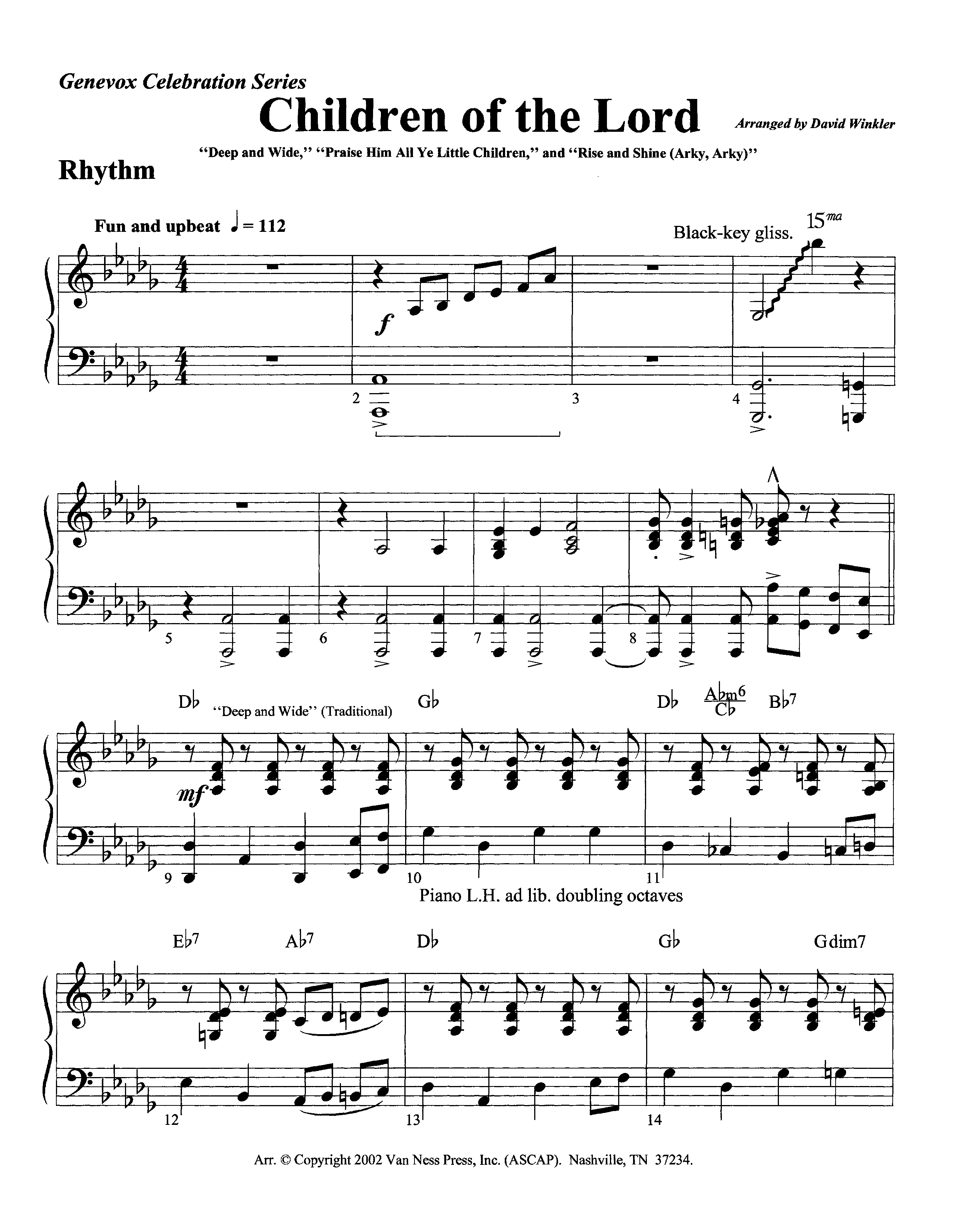 Children Of The Lord (Instrumental) Rhythm Chart (Lifeway Worship / Arr. David Winkler)