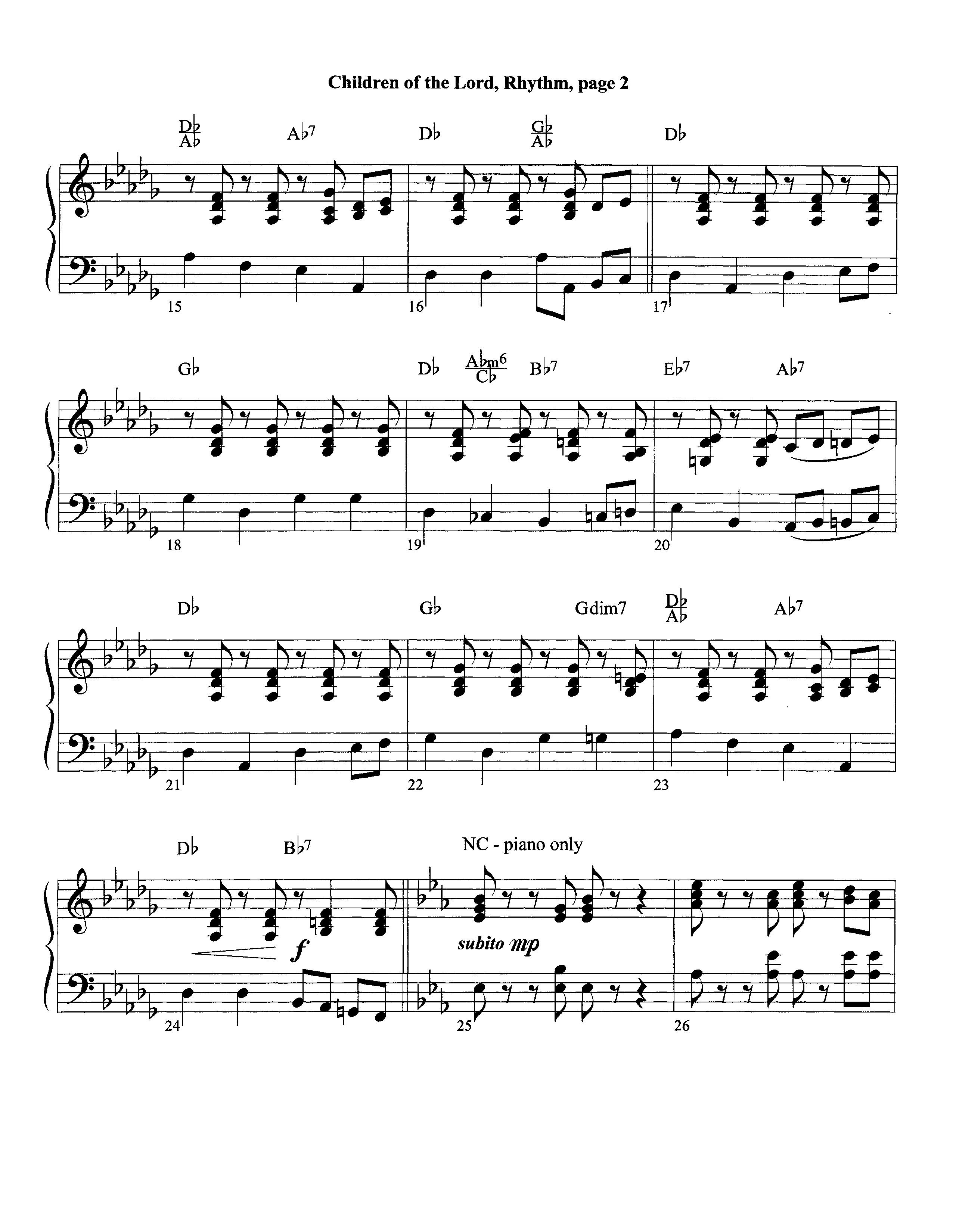 Children Of The Lord (Instrumental) Rhythm Chart (Lifeway Worship / Arr. David Winkler)