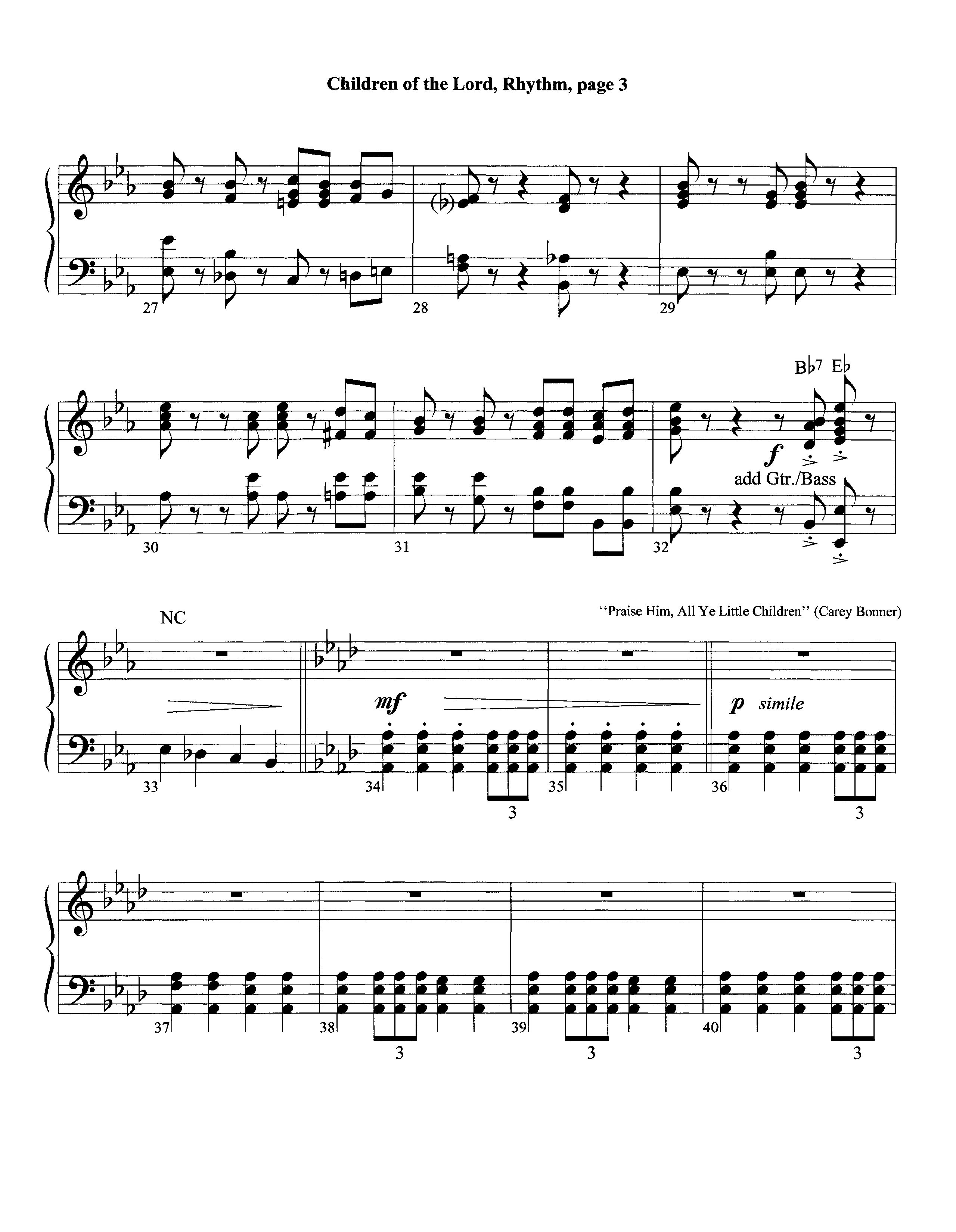 Children Of The Lord (Instrumental) Rhythm Chart (Lifeway Worship / Arr. David Winkler)