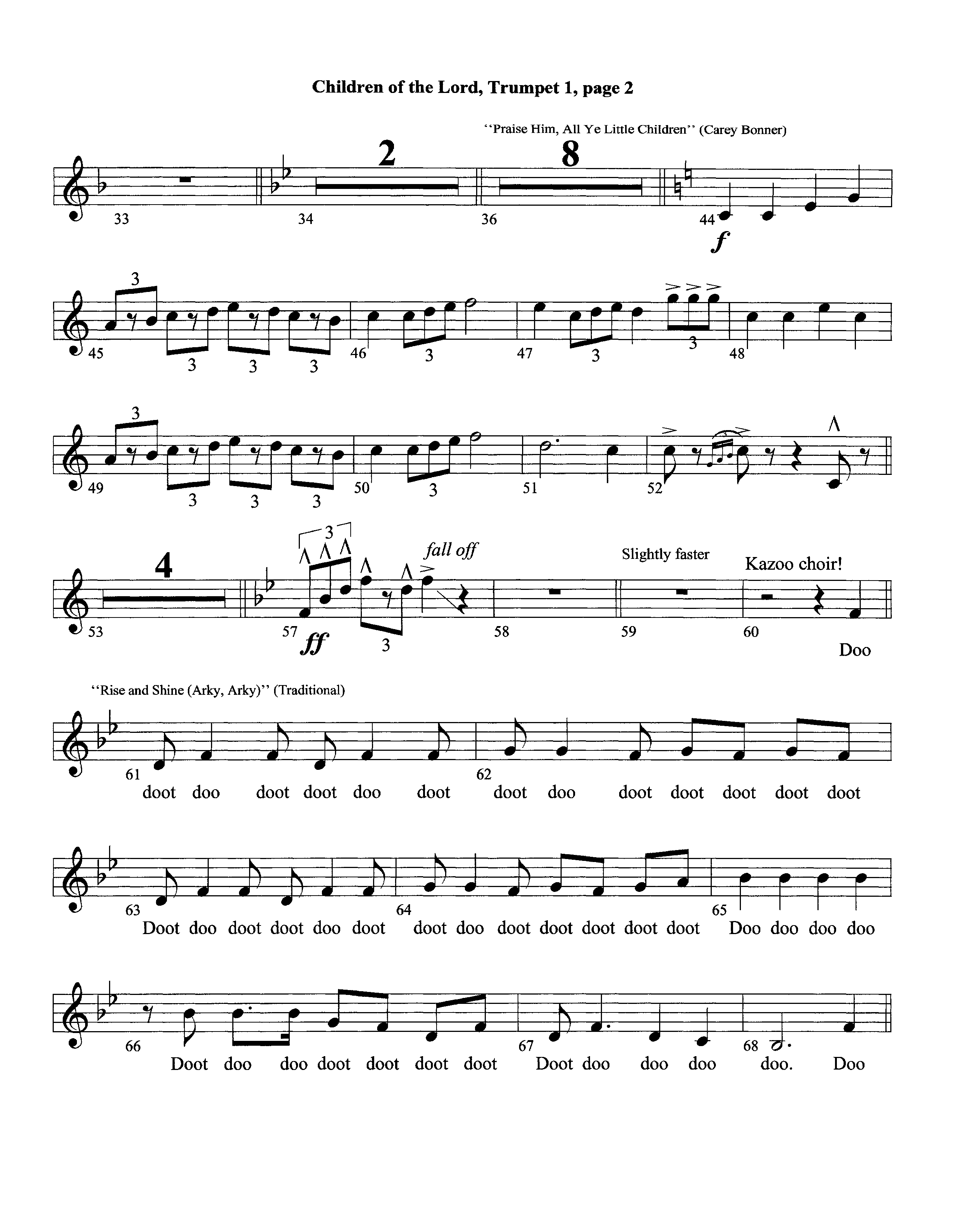 Children Of The Lord (Instrumental) Trumpet 1 (Lifeway Worship / Arr. David Winkler)