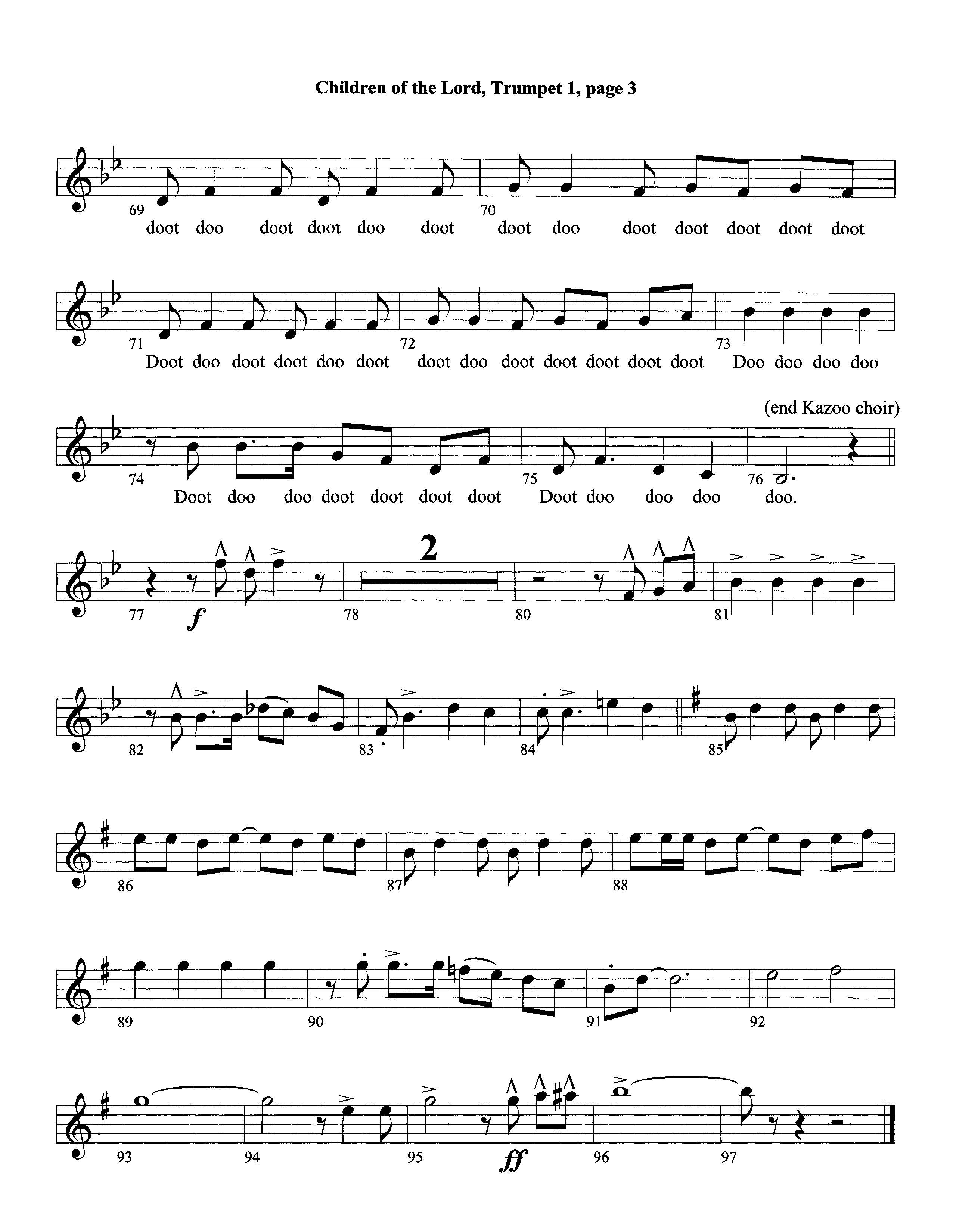 Children Of The Lord (Instrumental) Trumpet 1 (Lifeway Worship / Arr. David Winkler)