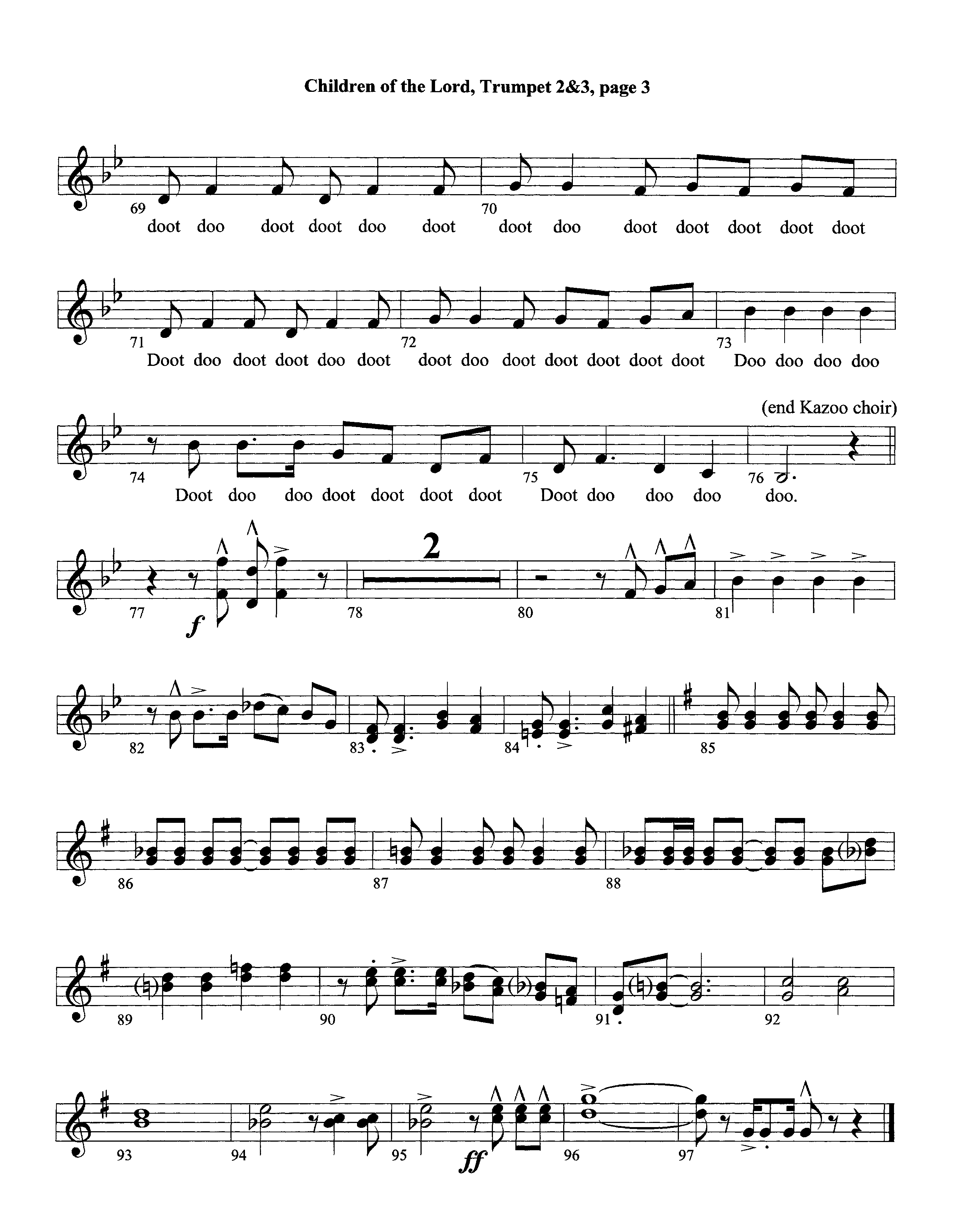 Children Of The Lord (Instrumental) Trumpet 2/3 (Lifeway Worship / Arr. David Winkler)