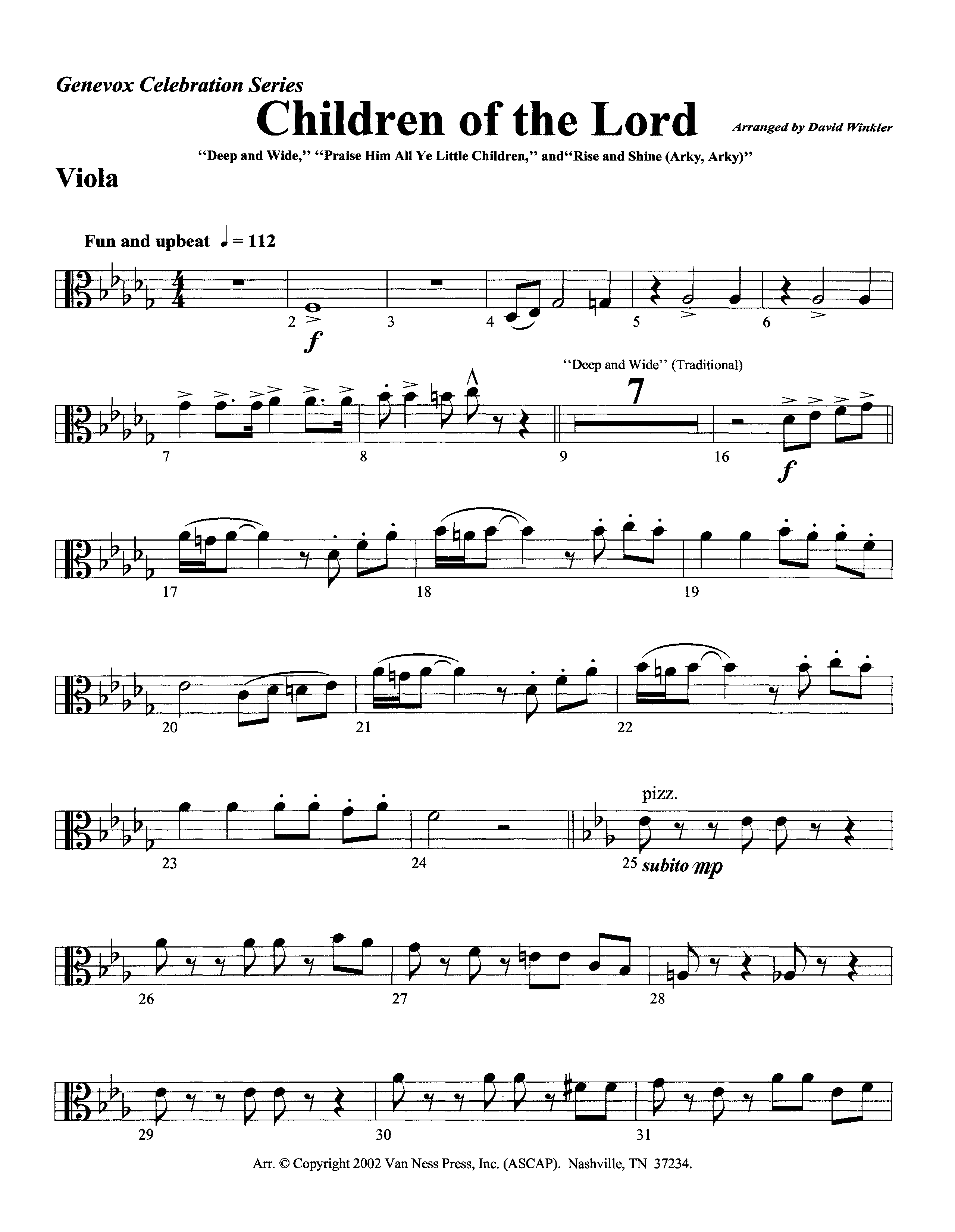 Children Of The Lord (Instrumental) Viola (Lifeway Worship / Arr. David Winkler)
