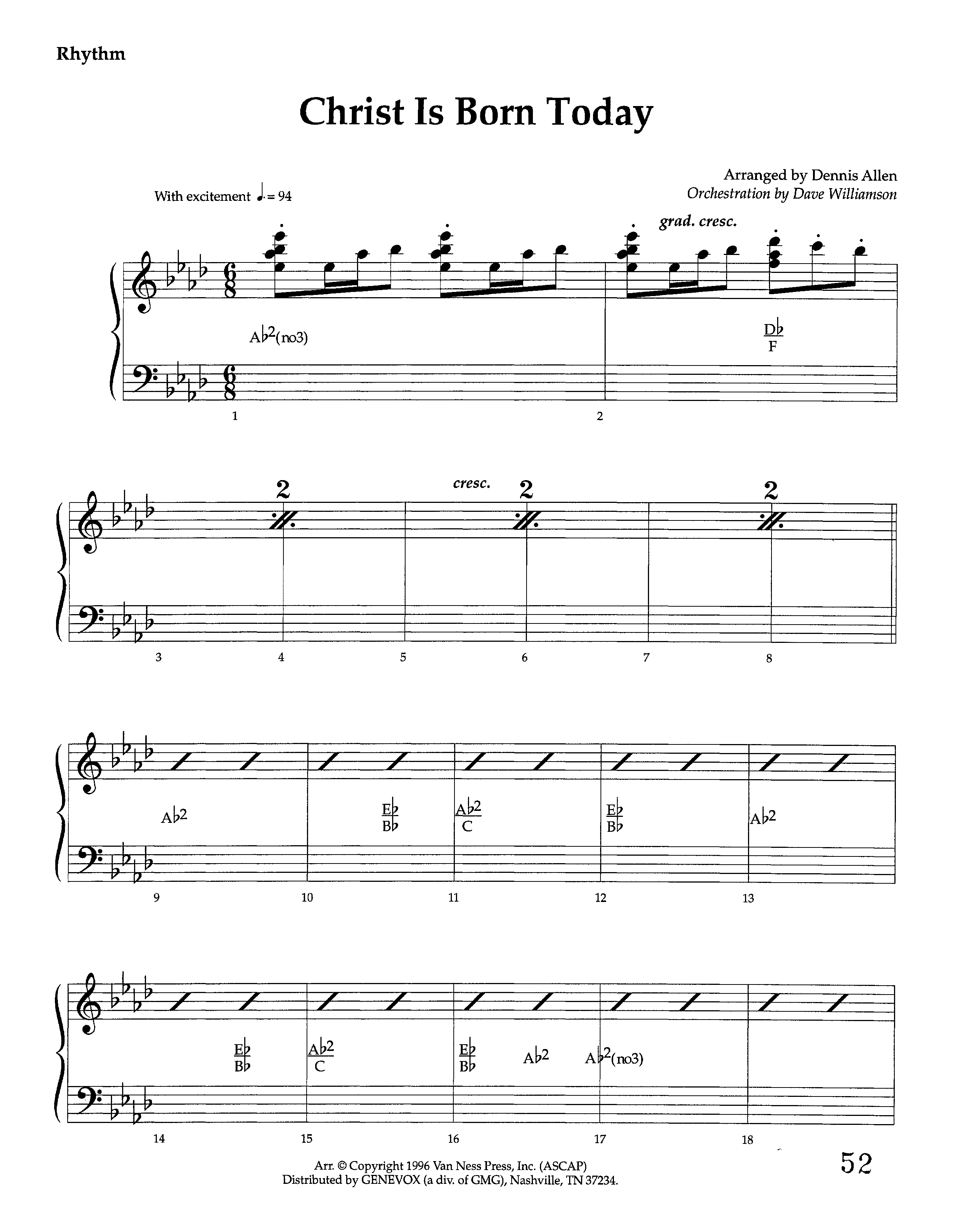 Christ Is Born Today (Instrumental) Piano/Rhythm (Lifeway Worship / Arr. Dennis Allen / Orch. Dave Williamson)