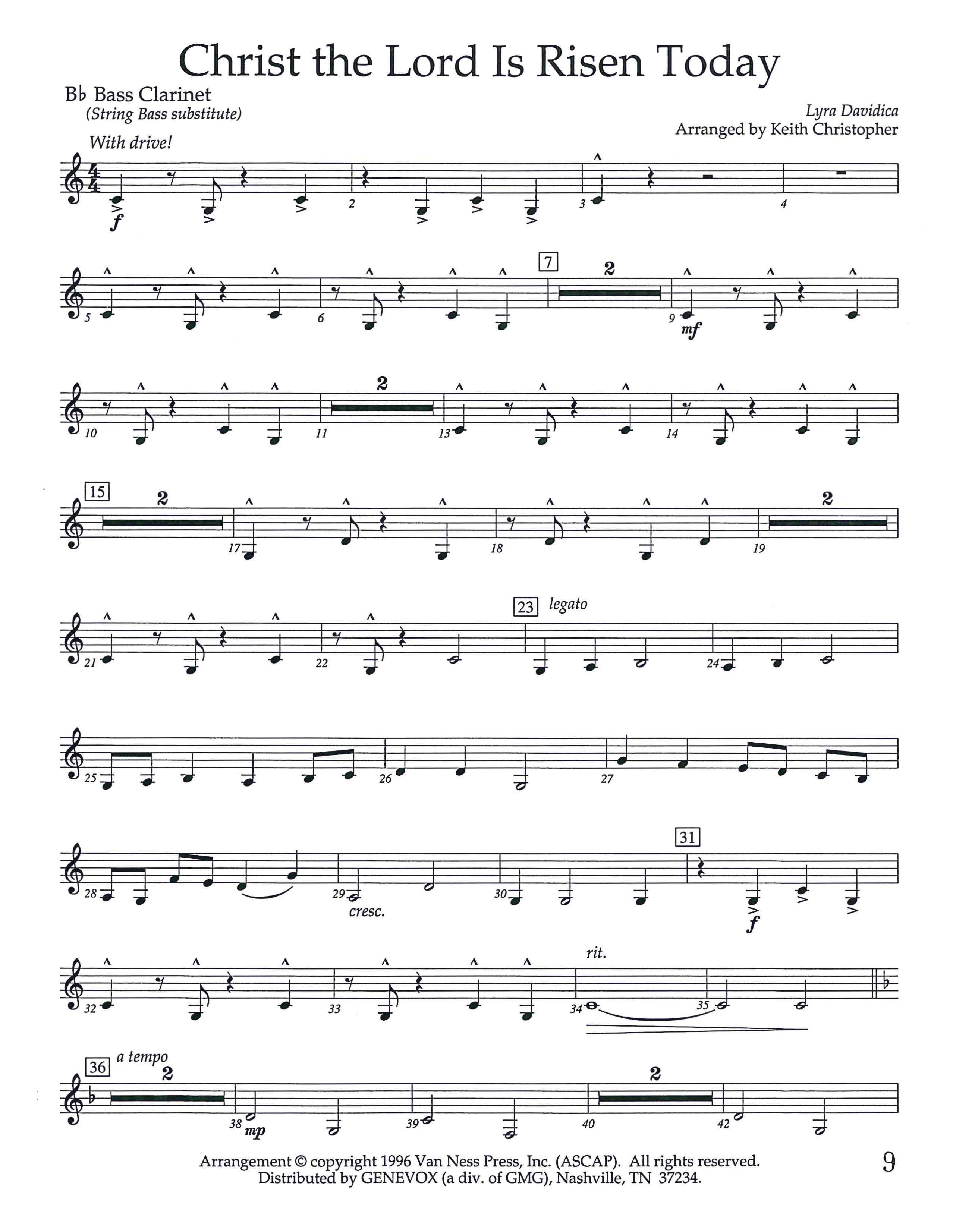 Christ The Lord Is Risen Today (Instrumental) Bass Clarinet (Lifeway Worship / Arr. Keith Christopher)