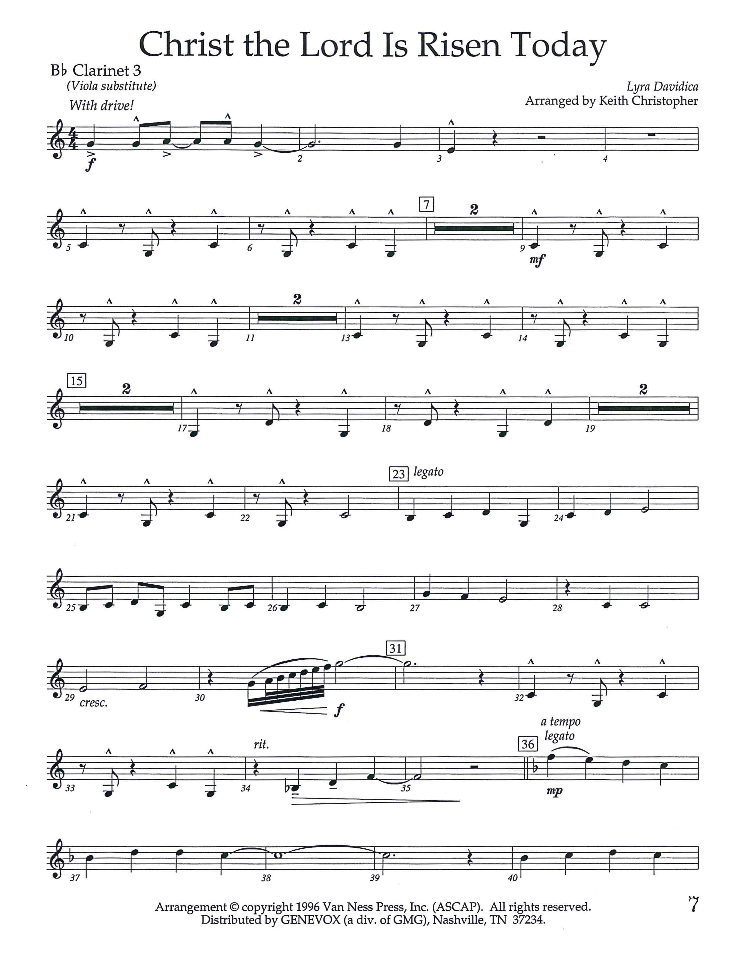 Christ The Lord Is Risen Today (Instrumental) Clarinet 3 (Lifeway Worship / Arr. Keith Christopher)