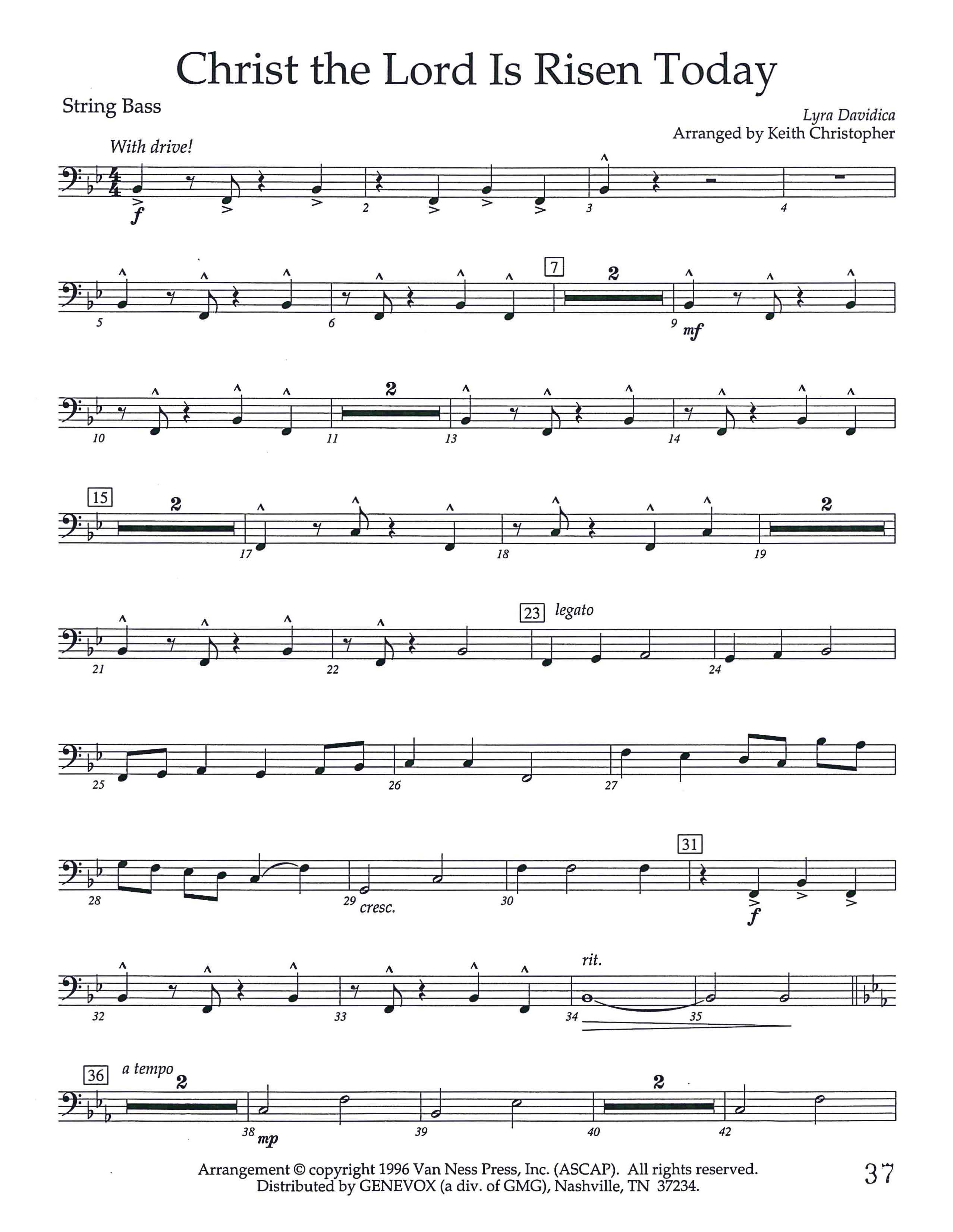 Christ The Lord Is Risen Today (Instrumental) Double Bass (Lifeway Worship / Arr. Keith Christopher)