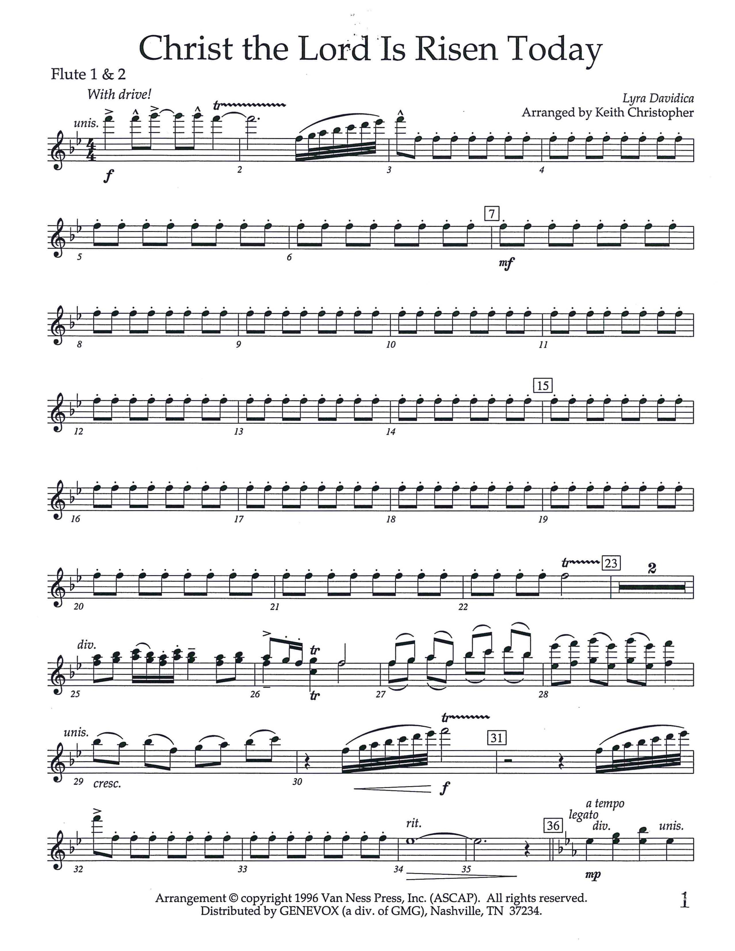 Christ The Lord Is Risen Today (Instrumental) Flute 1/2 (Lifeway Worship / Arr. Keith Christopher)
