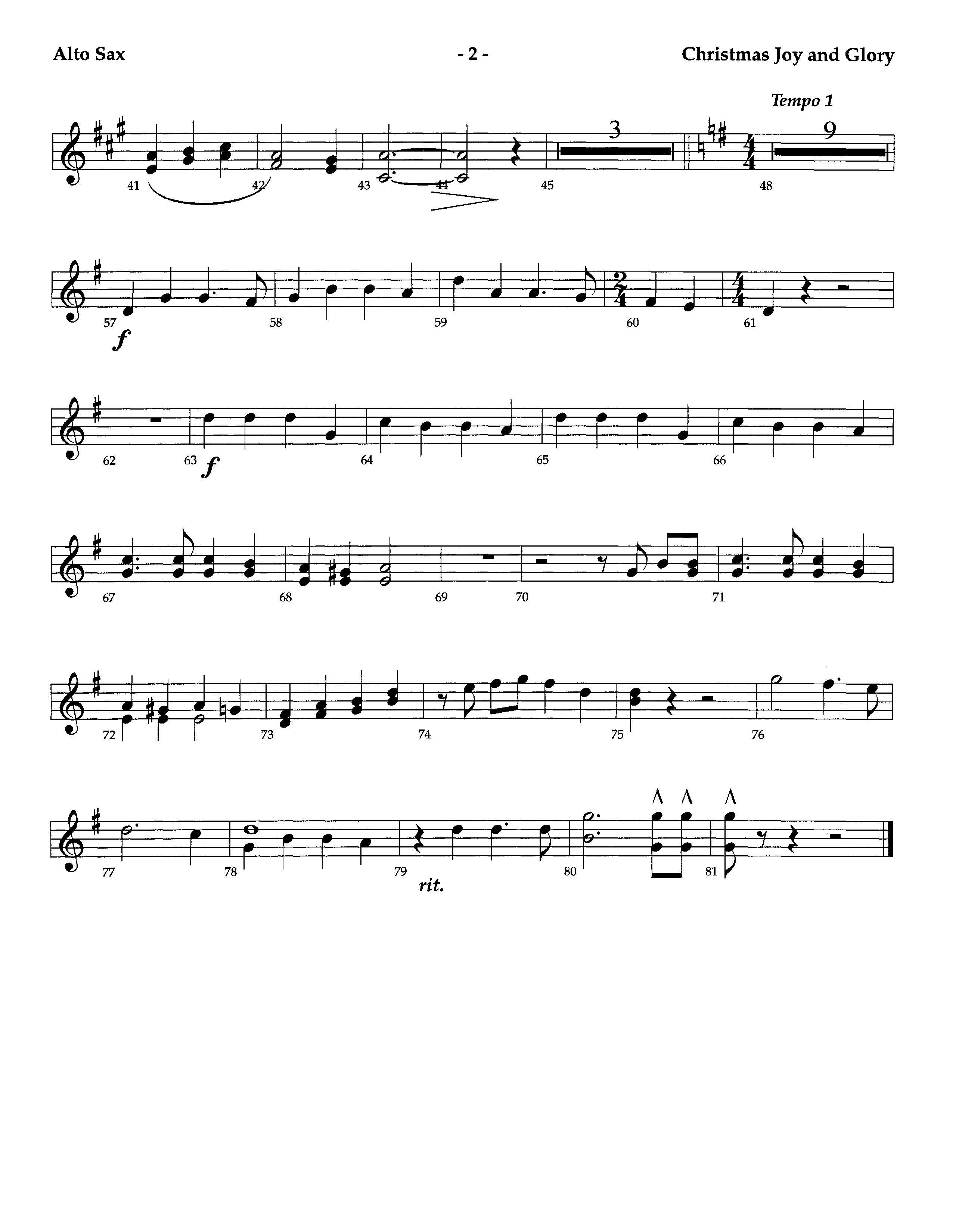 Christmas Joy And Glory (Instrumental) Alto Sax (Lifeway Worship / Arr. Jeff Cranfill)