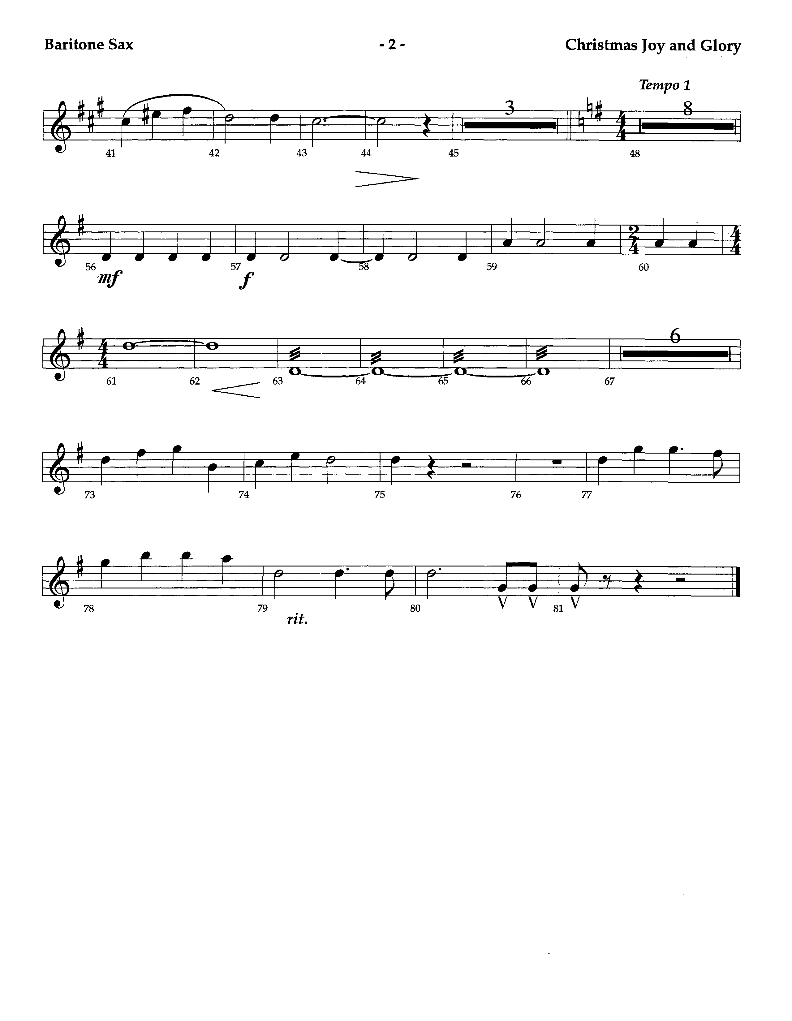 Christmas Joy And Glory (Instrumental) Bari Sax (Lifeway Worship / Arr. Jeff Cranfill)