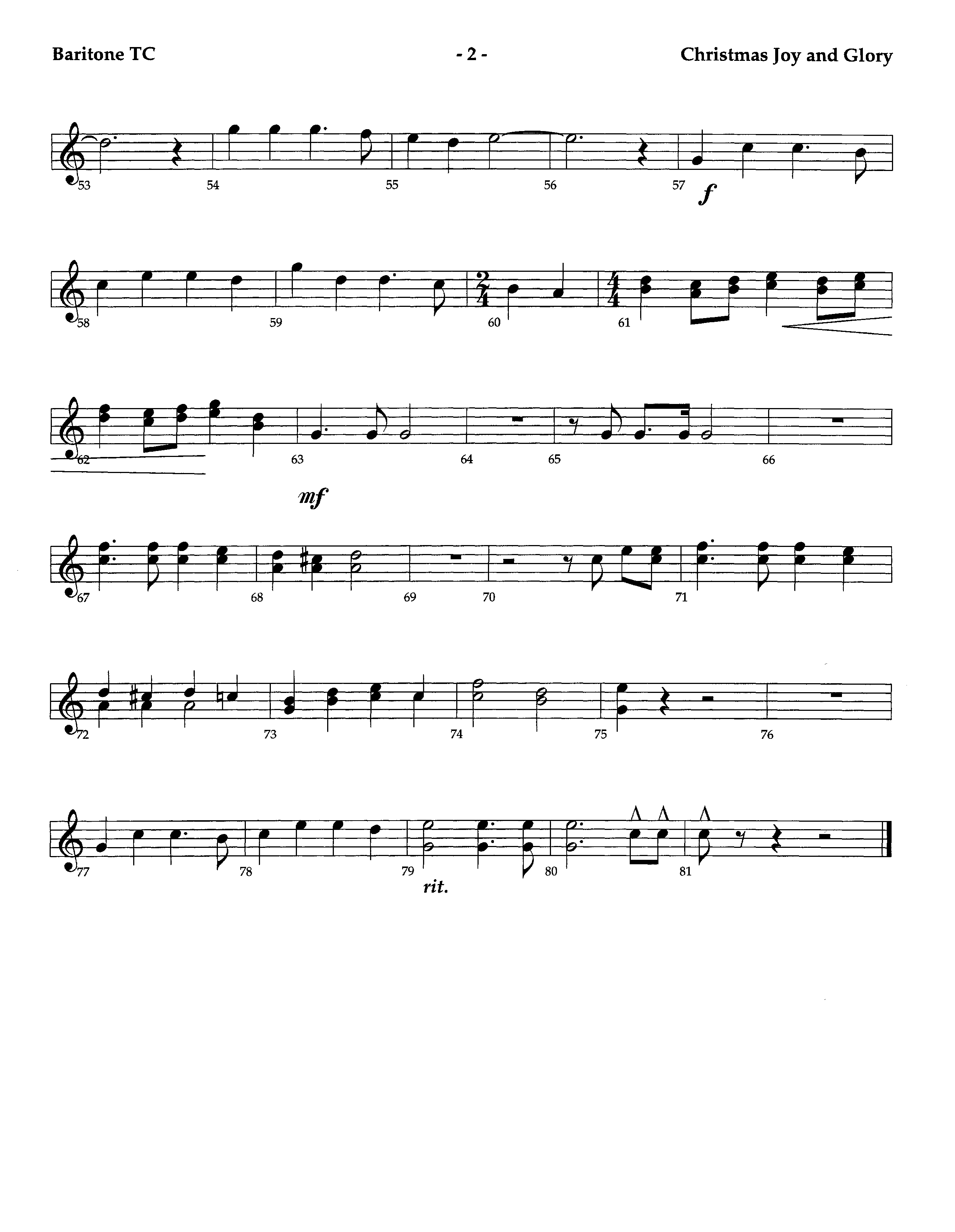 Christmas Joy And Glory (Instrumental) Baritone TC (Lifeway Worship / Arr. Jeff Cranfill)