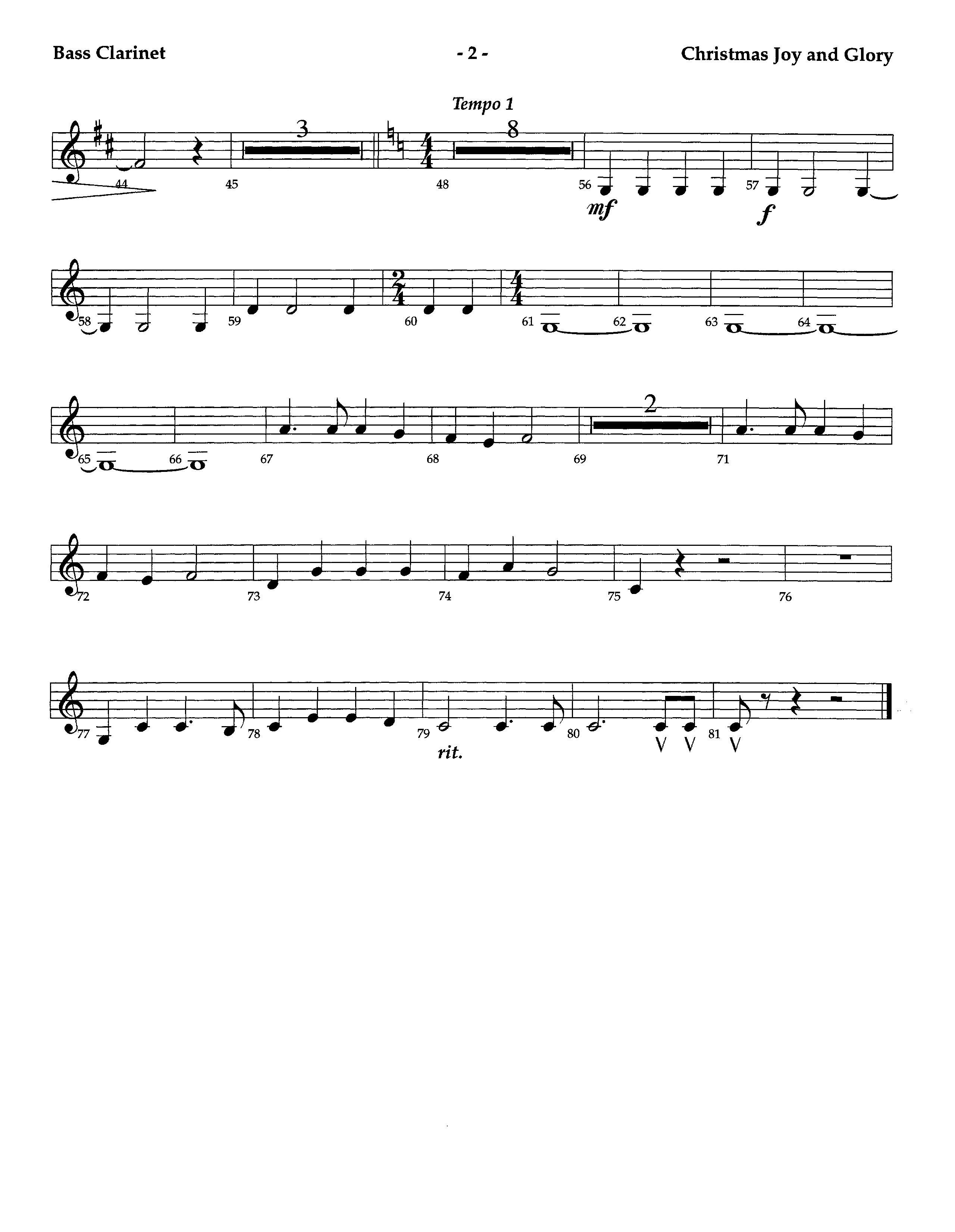 Christmas Joy And Glory (Instrumental) Bass Clarinet (Lifeway Worship / Arr. Jeff Cranfill)