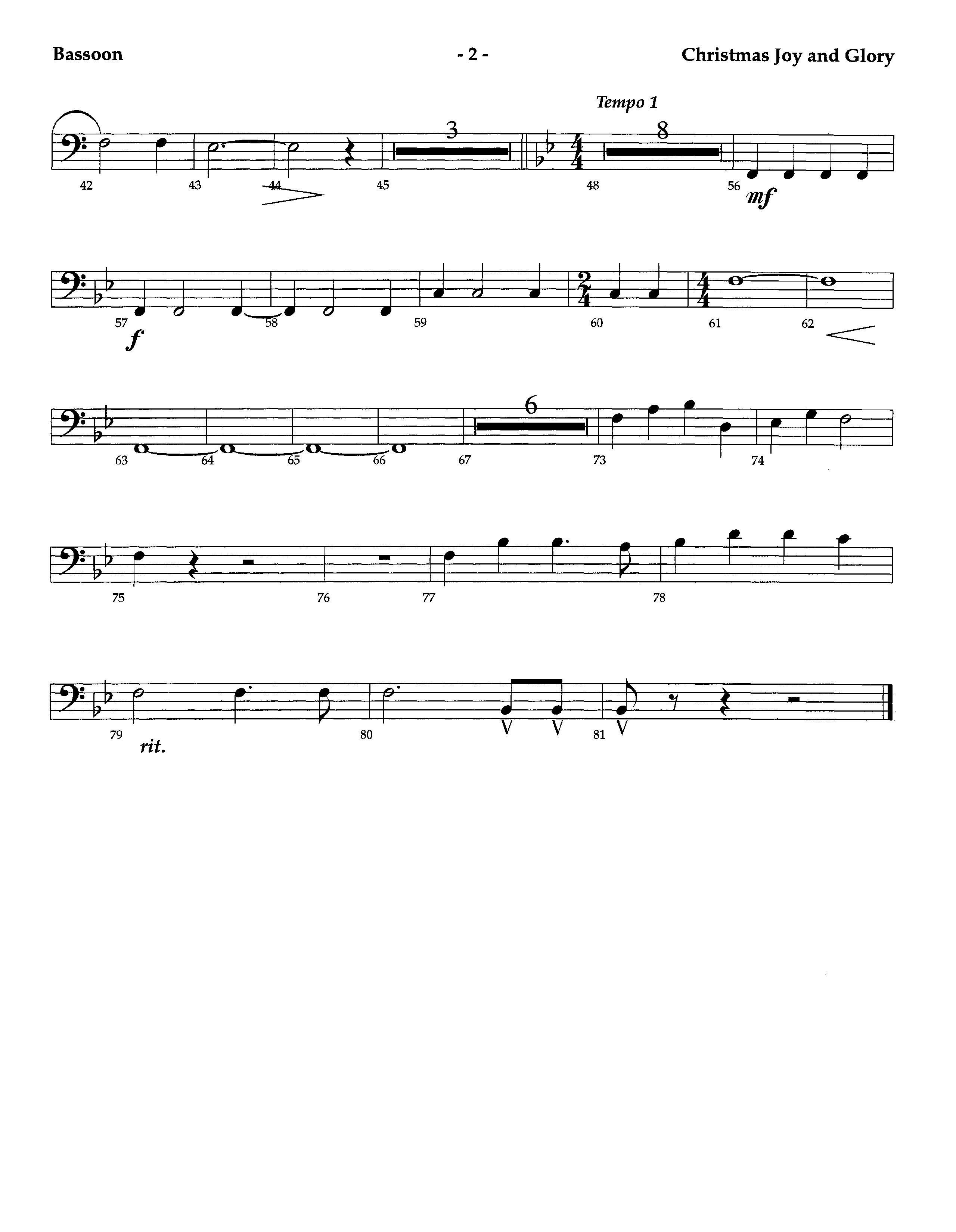 Christmas Joy And Glory (Instrumental) Bassoon (Lifeway Worship / Arr. Jeff Cranfill)