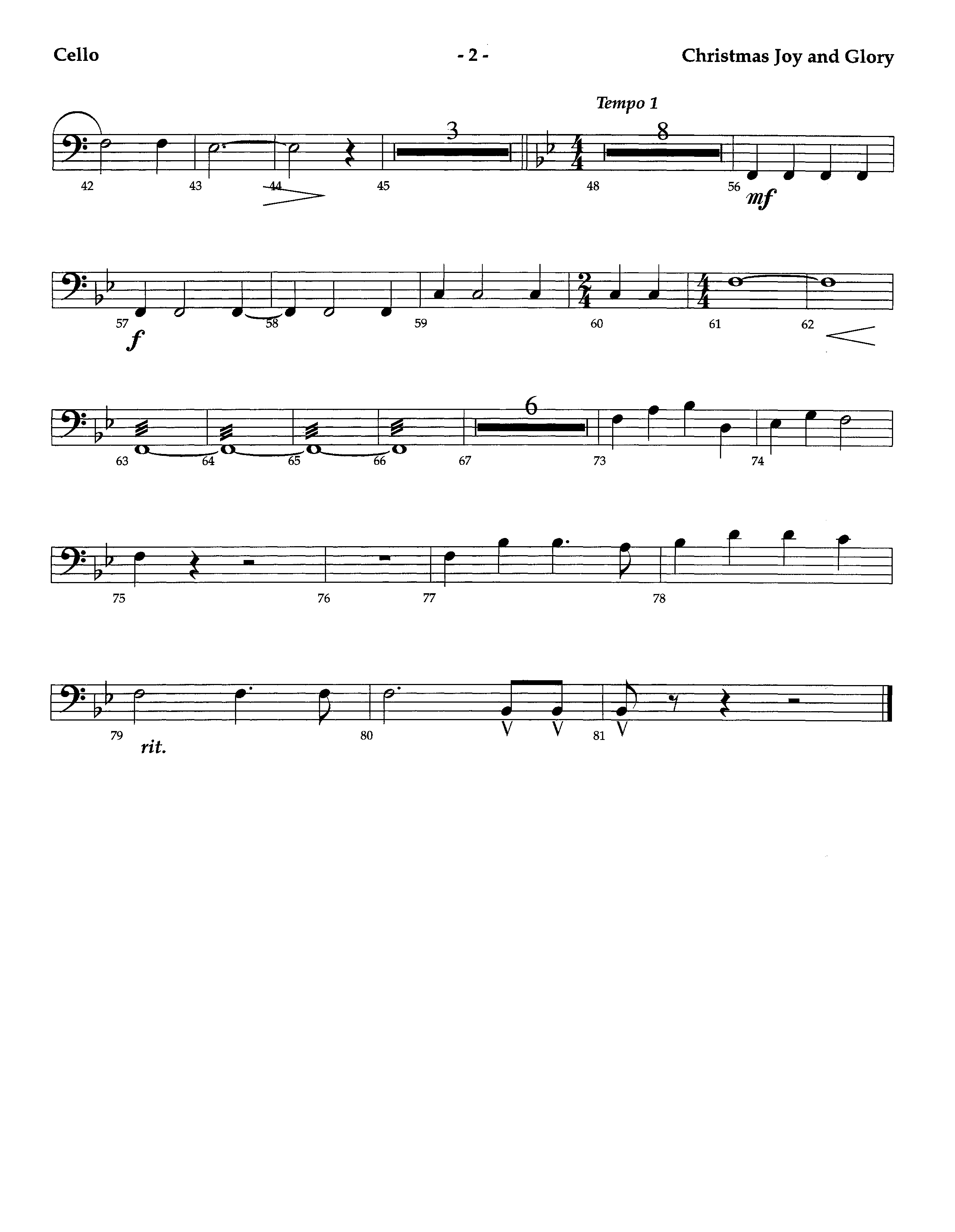 Christmas Joy And Glory (Instrumental) Cello (Lifeway Worship / Arr. Jeff Cranfill)